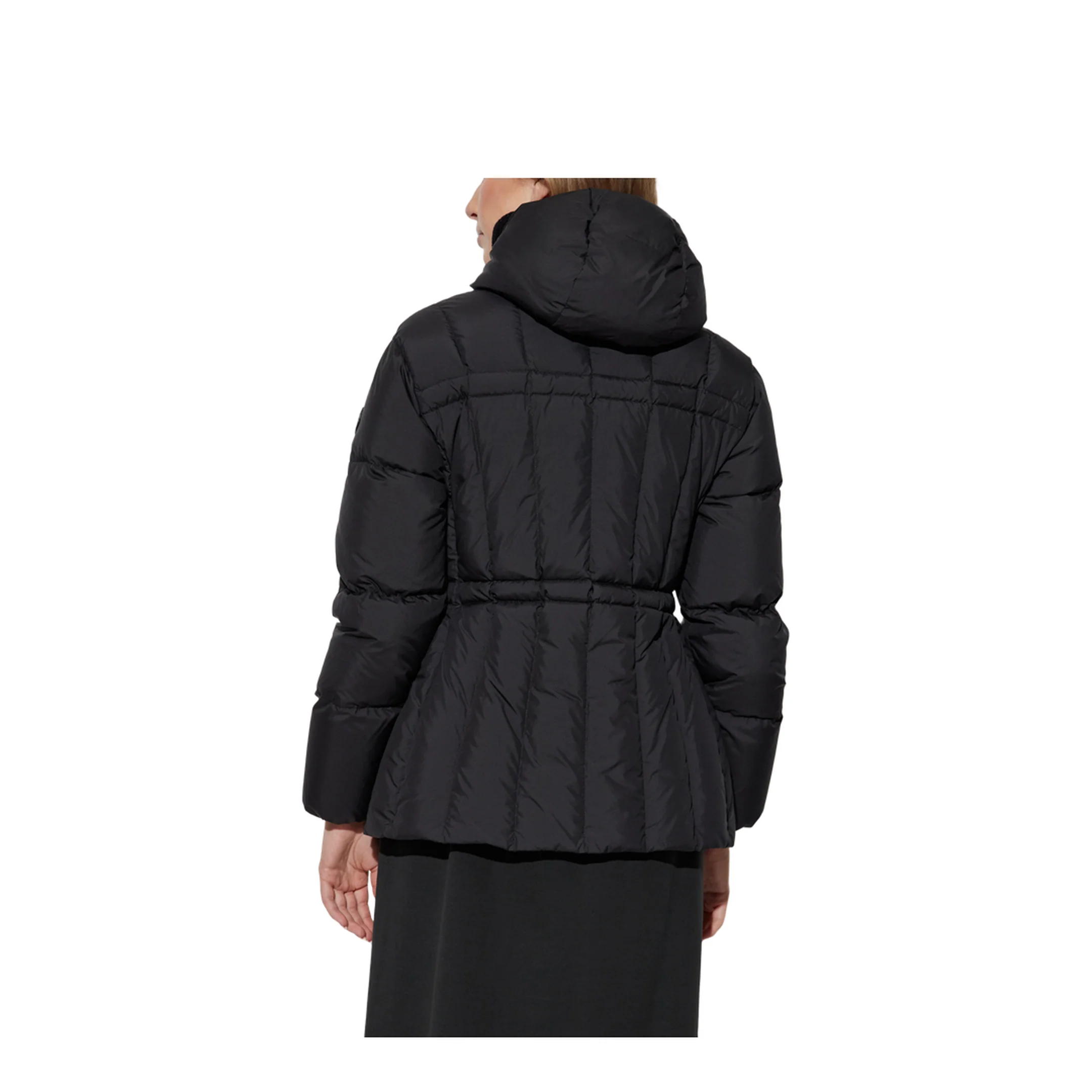 Black Estom Vertical-Quilted Hooded Short Down Jacket - Image 4