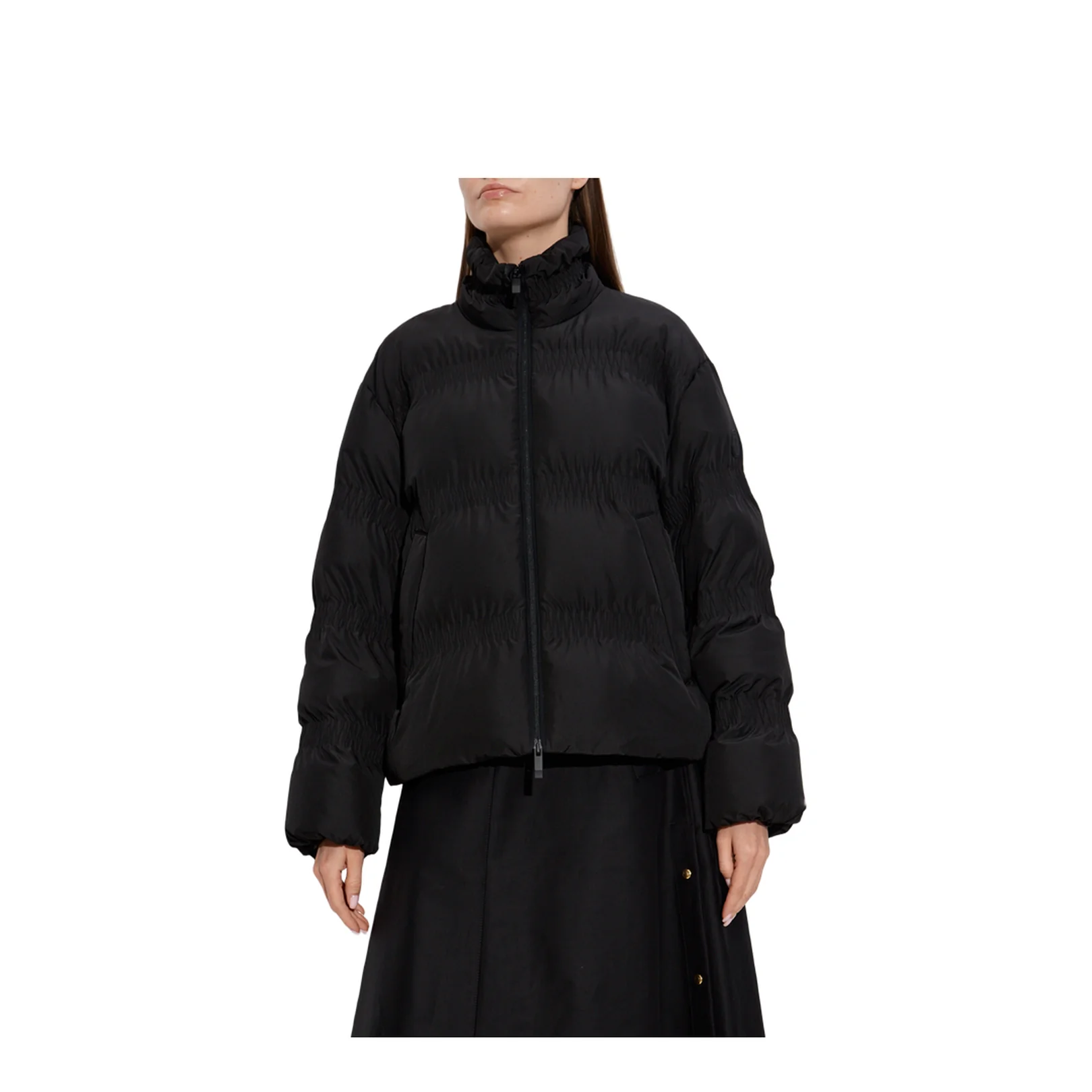 Black Ravignan Gather-Quilted Short Down Jacket - Image 3