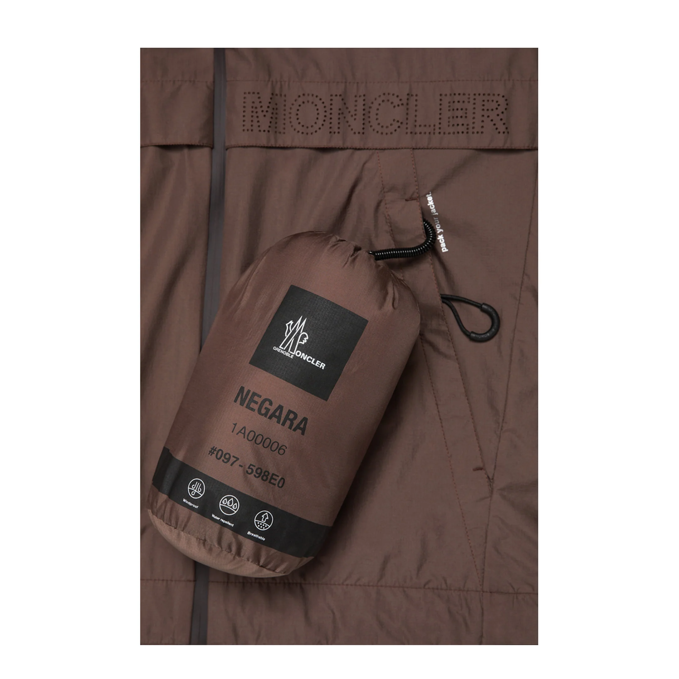 Brown Negara Packable Hooded Windbreaker - Image 2