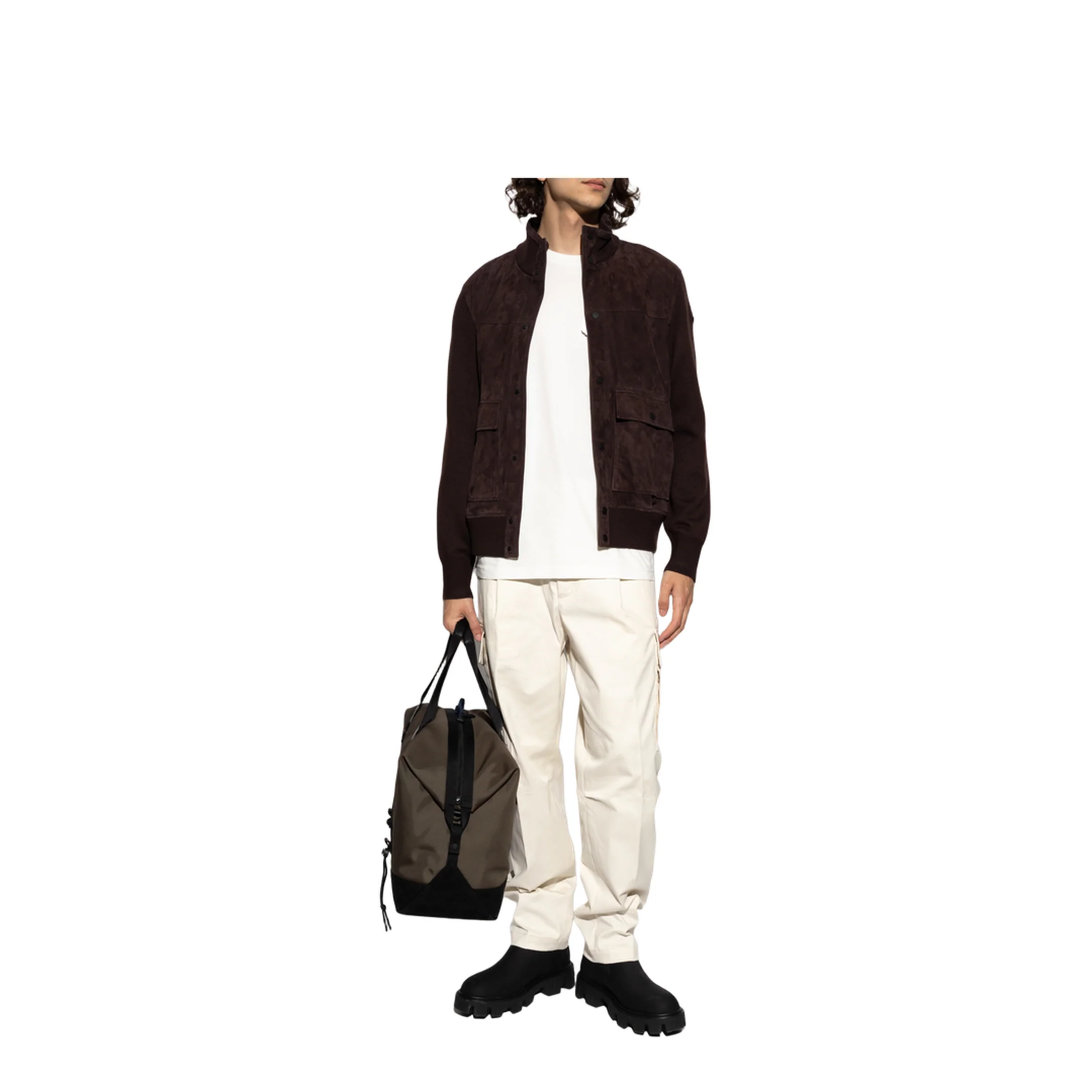 Brown Wool & Suede Cardigan - Image 2