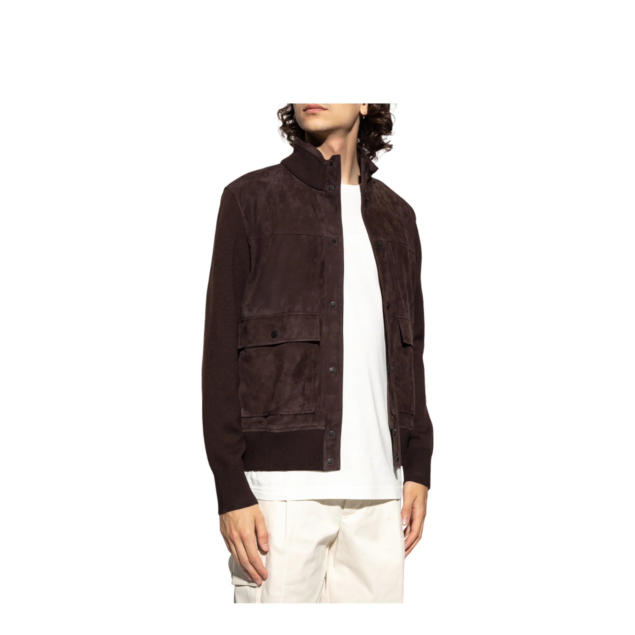 Brown Wool & Suede Cardigan - Image 3