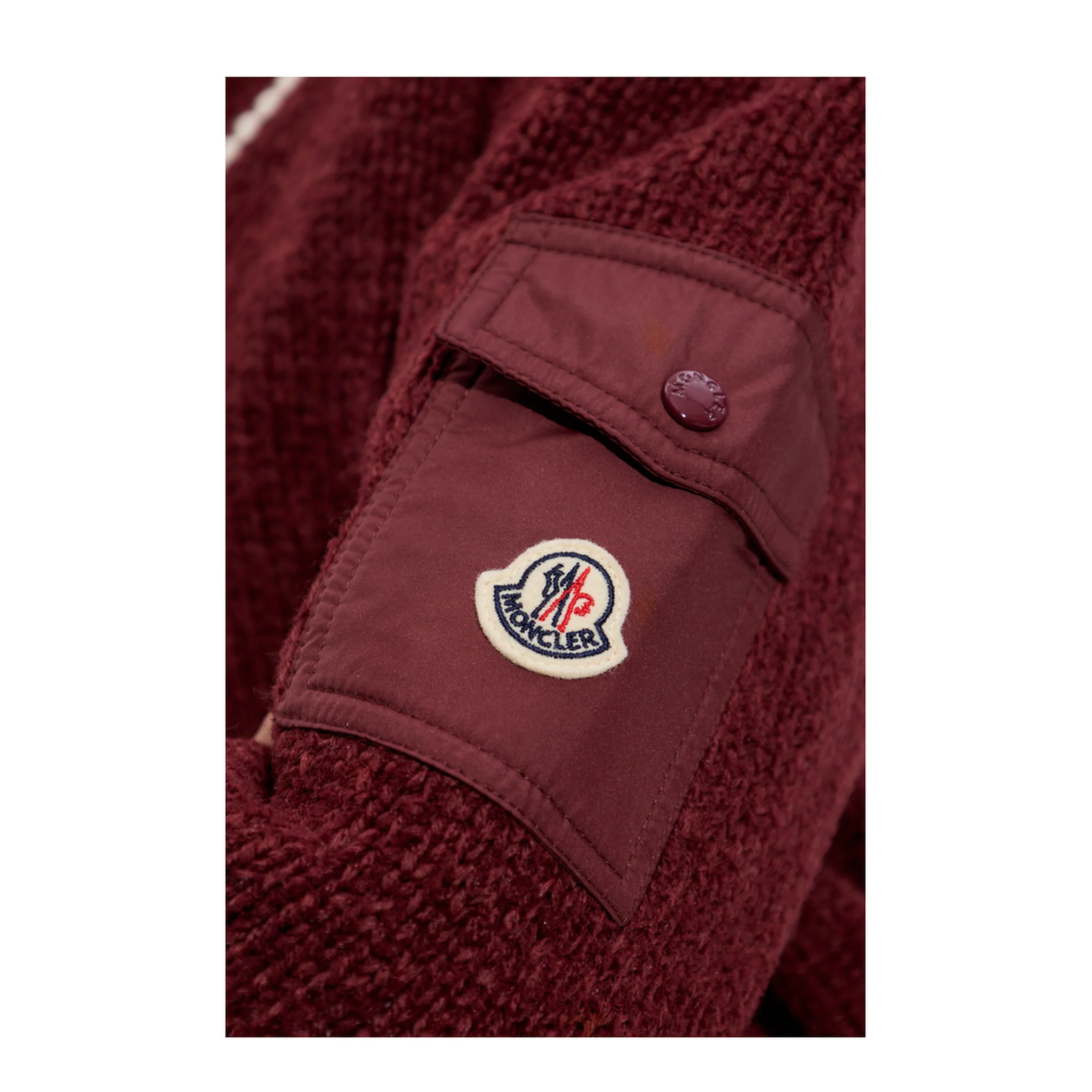 Burgundy Padded V-Neck Cotton & Wool Blend Jumper - Image 5