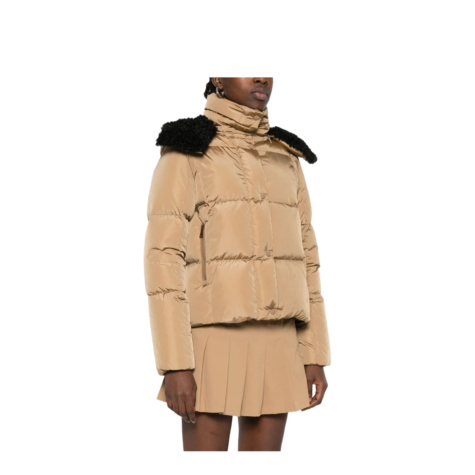 Castelnou Square-Quilted Hooded Short Down Jacket - Image 3