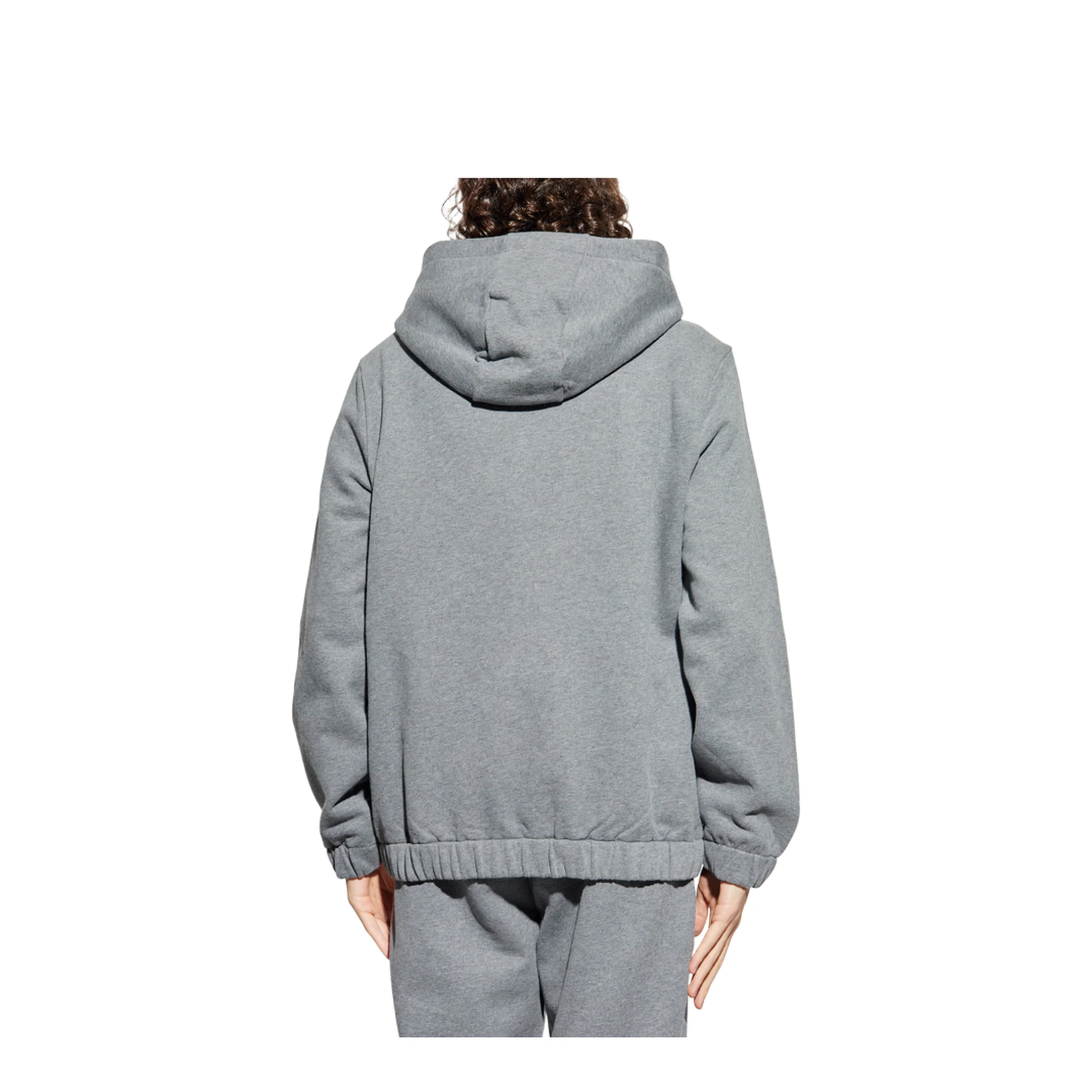 Dark Gray Leather Logo Cotton Blend Zip-Up Hoodie - Image 4