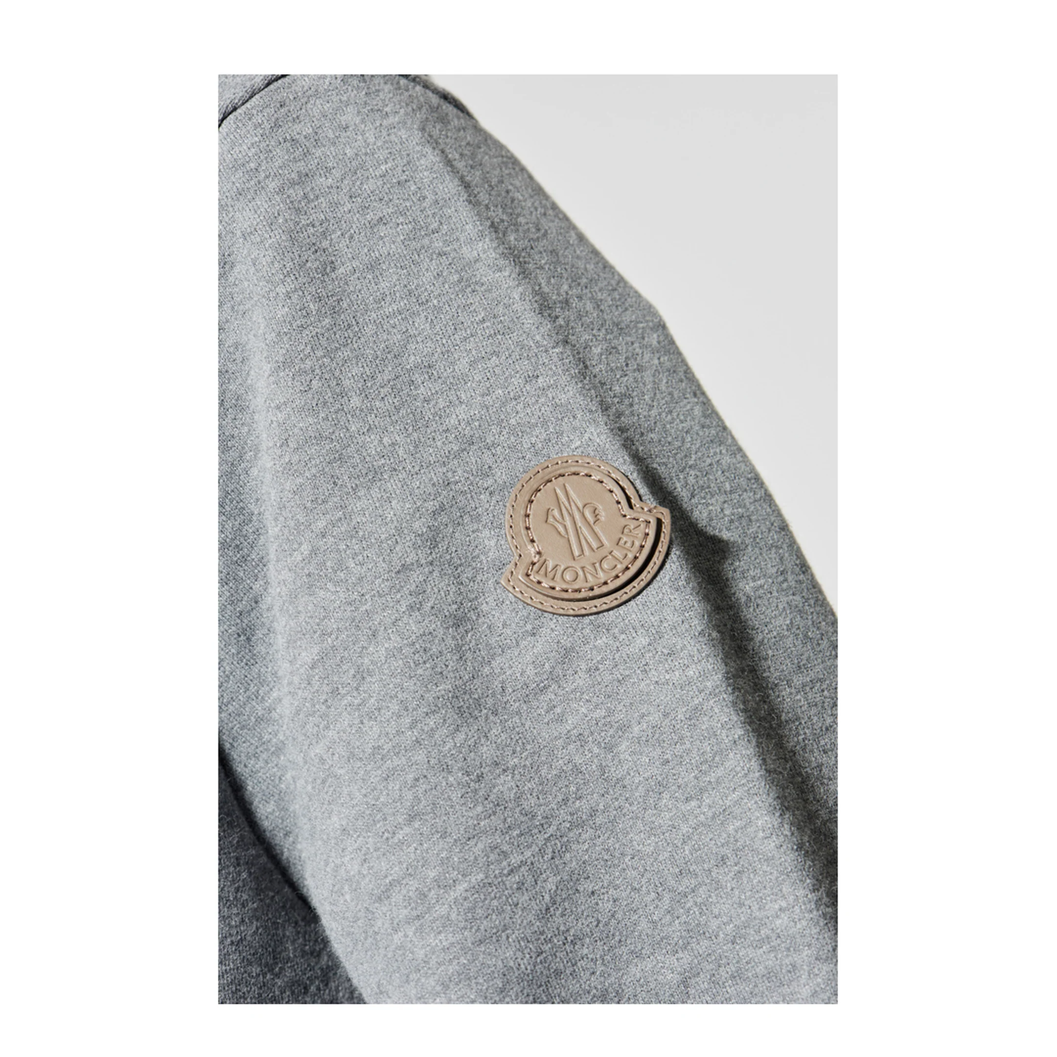 Dark Gray Leather Logo Cotton Blend Zip-Up Hoodie - Image 5