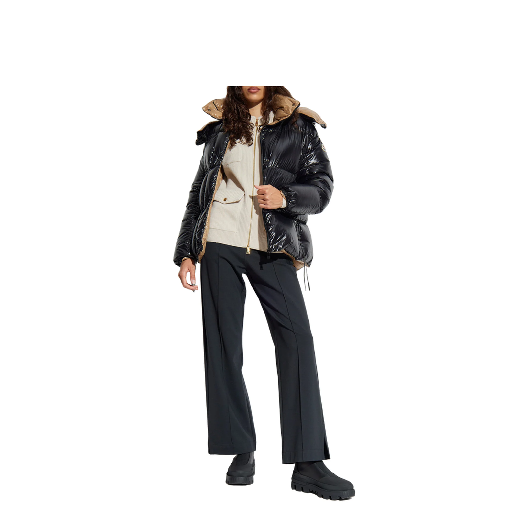 Black Parana Hooded Short Down Jacket - Image 2