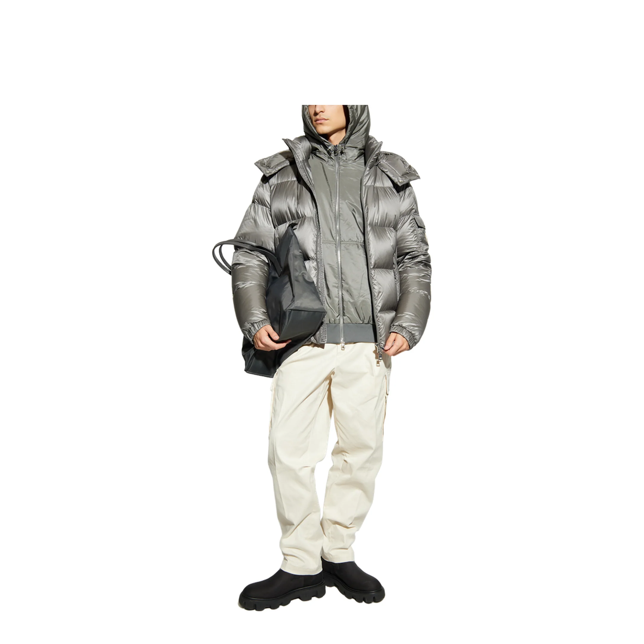 Gray Poiliot Hooded Short Down Jacket - Image 2
