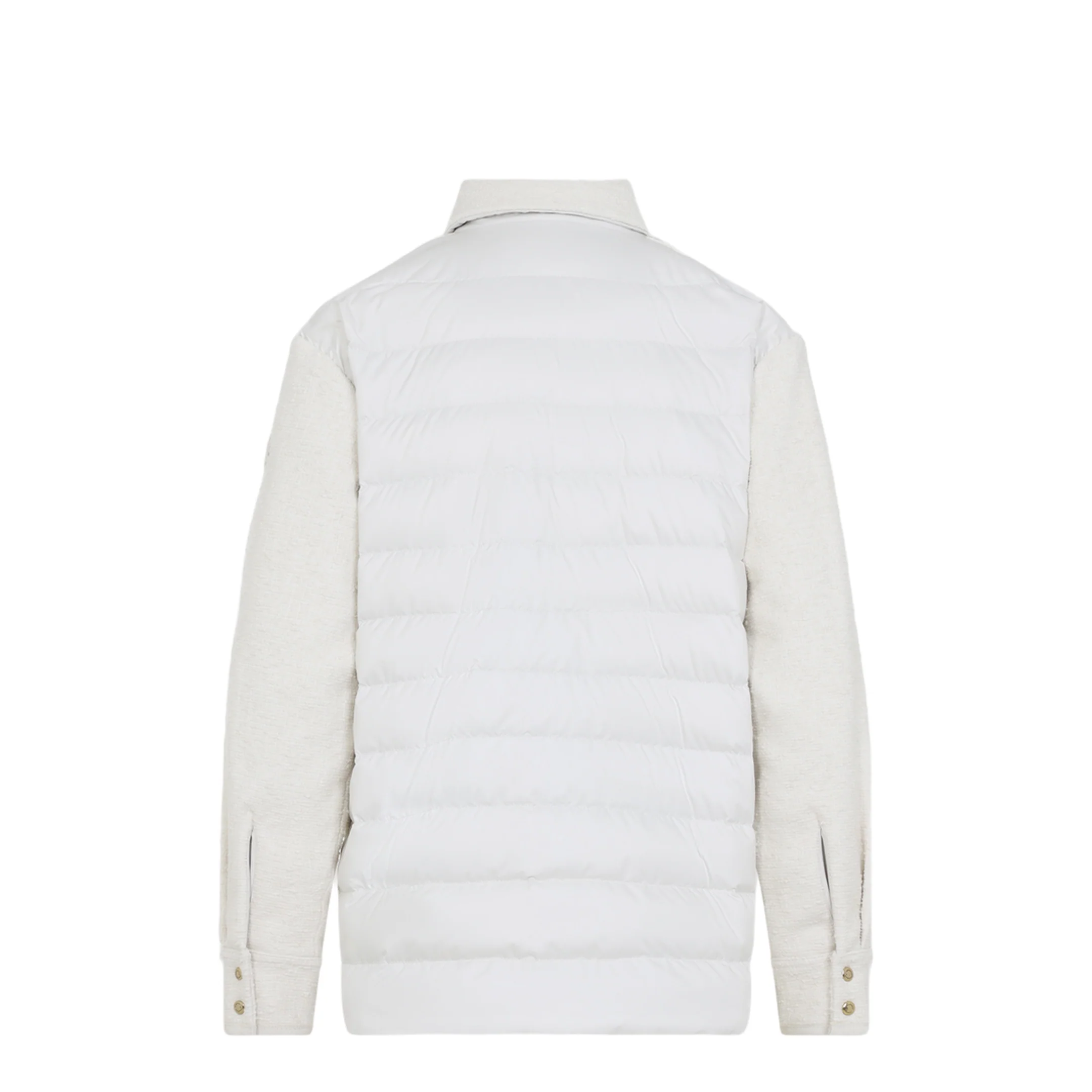 Cotton Blend Bouclé Down Shirt Jacket - Ivory - Image 2