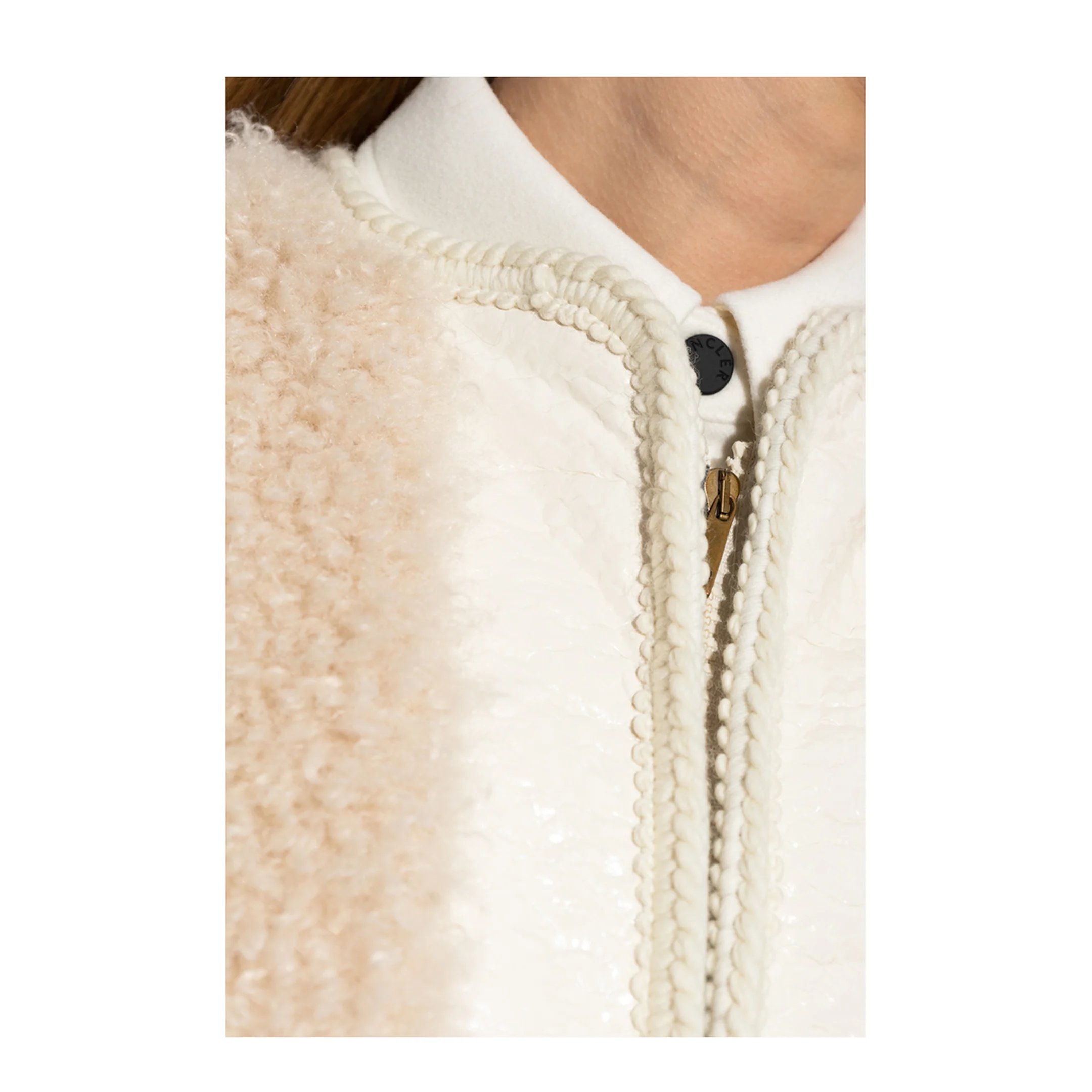 Light Beige Tournel Teddy Padded Gilet - Image 5