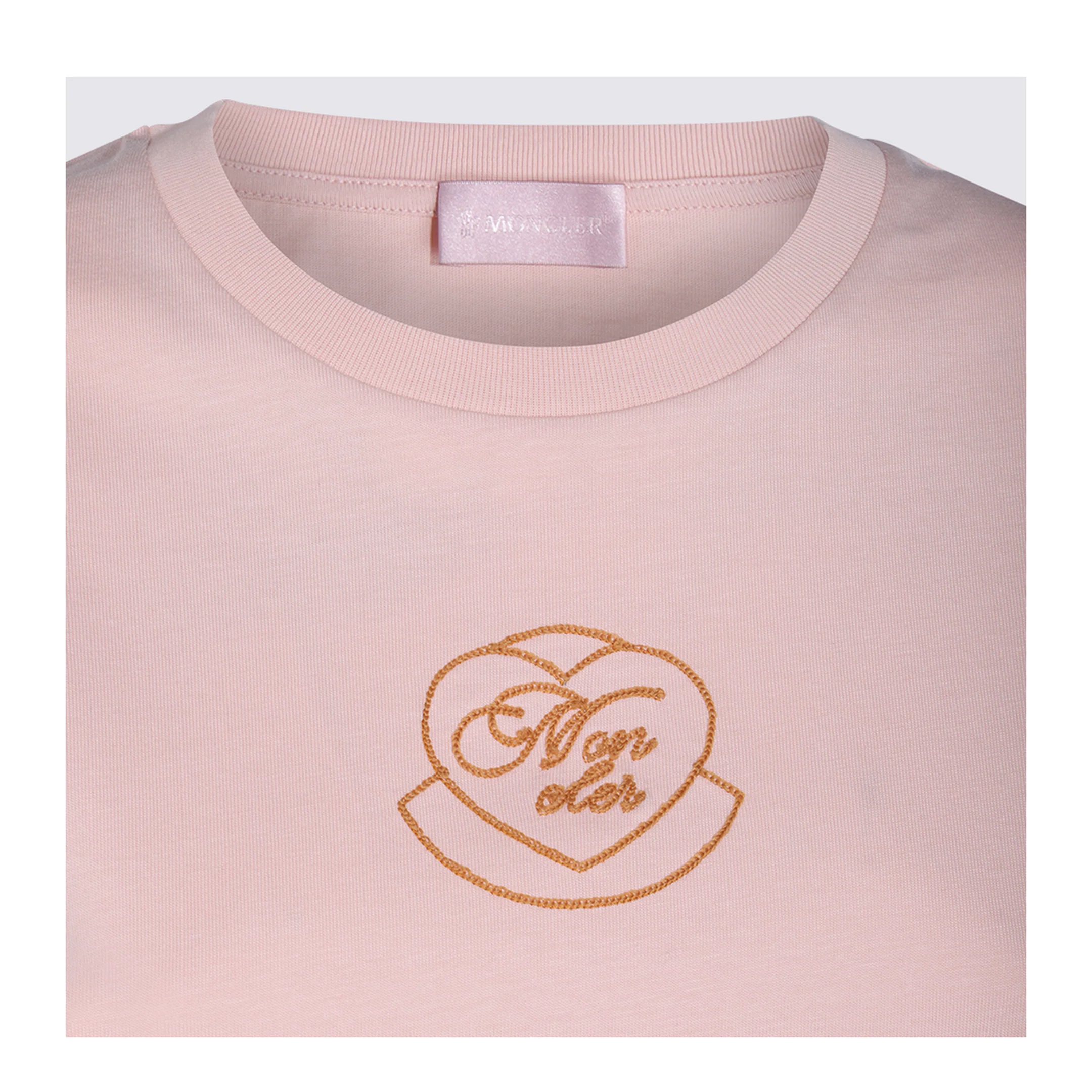 Light Pink Embroidered Heart Logo Cotton T-Shirt - Image 3