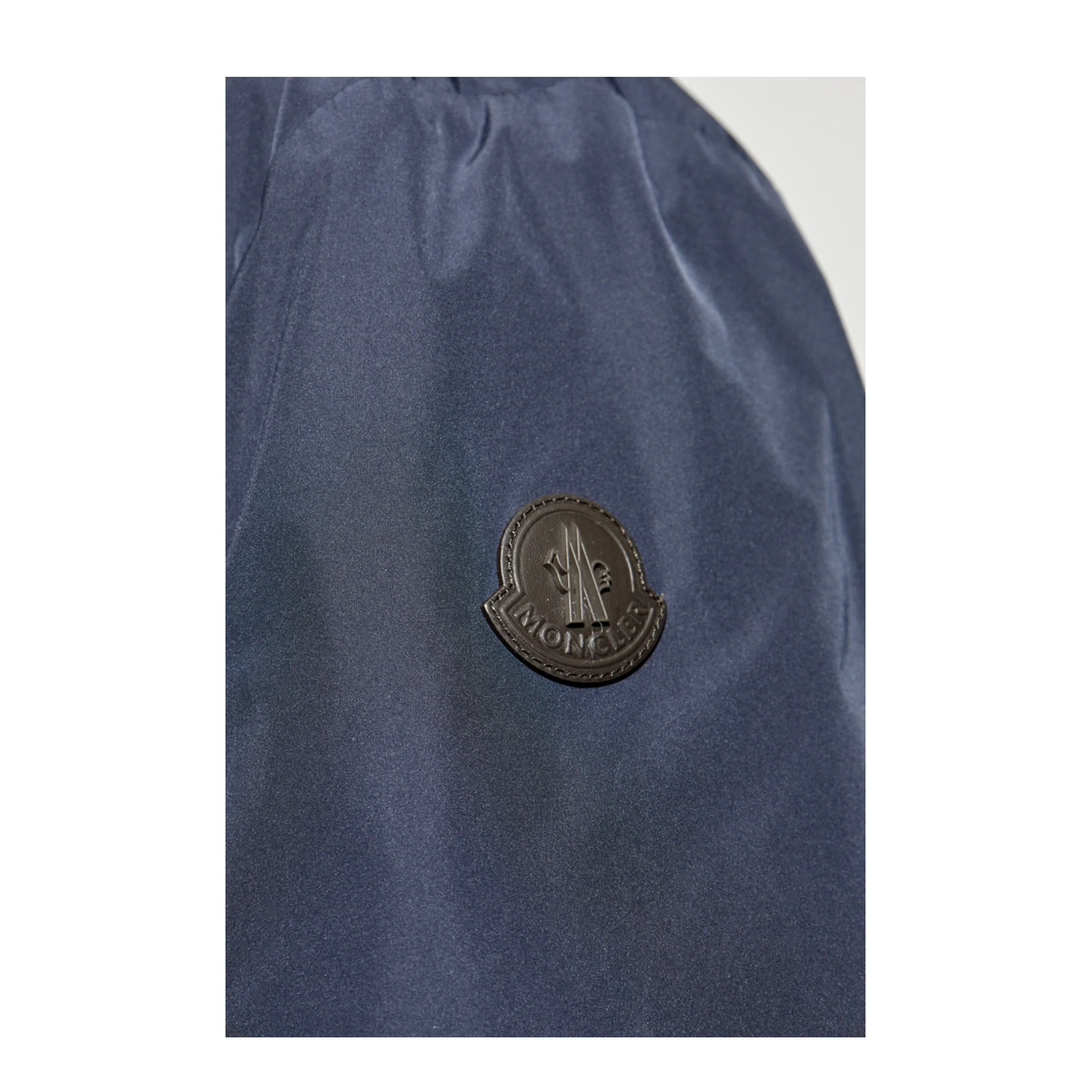 Navy Blue Lanques Leather-Trimmed Short Down Jacket - Image 5