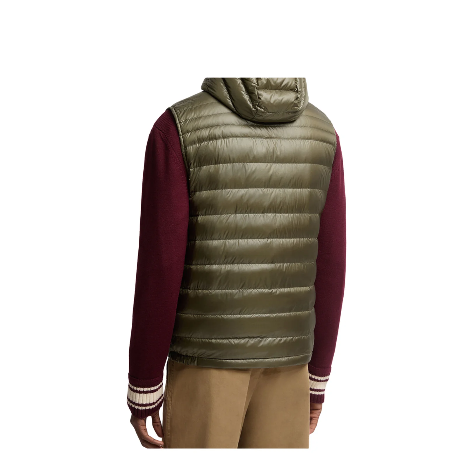 Olive Green Orant Hooded Down Vest - Image 3