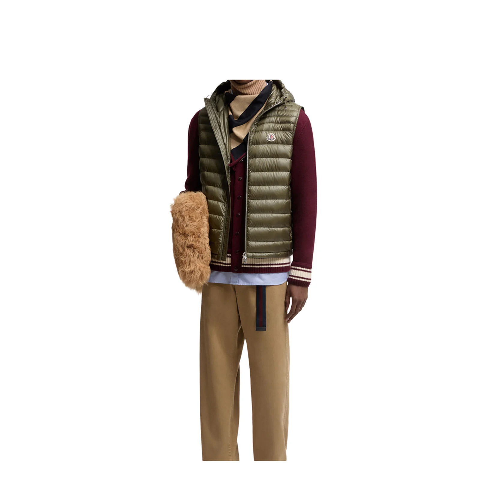 Olive Green Orant Hooded Down Vest - Image 4