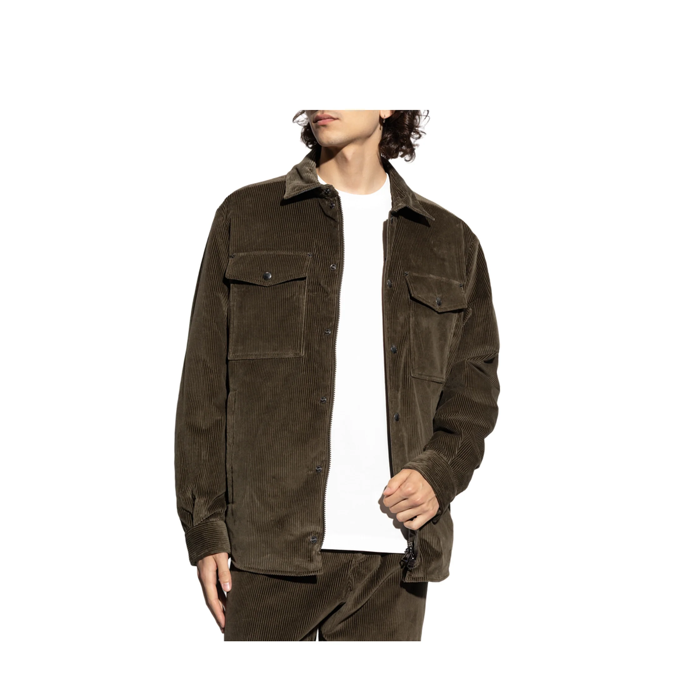 Brown Ambroisie Corduroy Down Shirt Jacket - Image 3