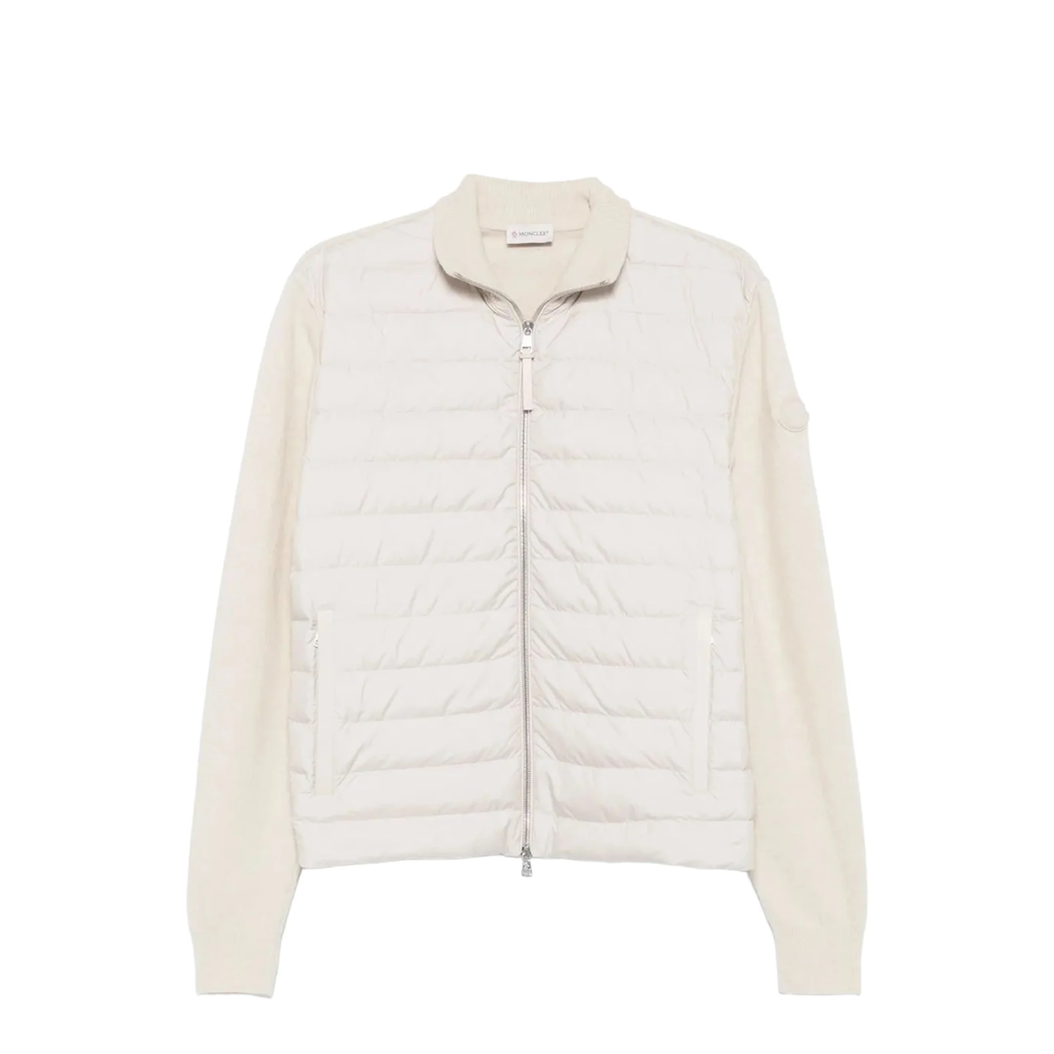 White Padded Wool & Cashmere Zip-Up Cardigan - Image 2