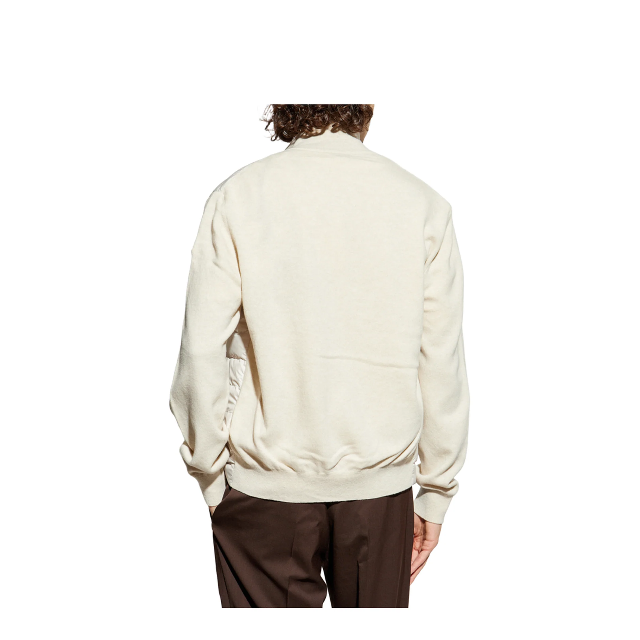 White Padded Wool & Cashmere Zip-Up Cardigan - Image 5
