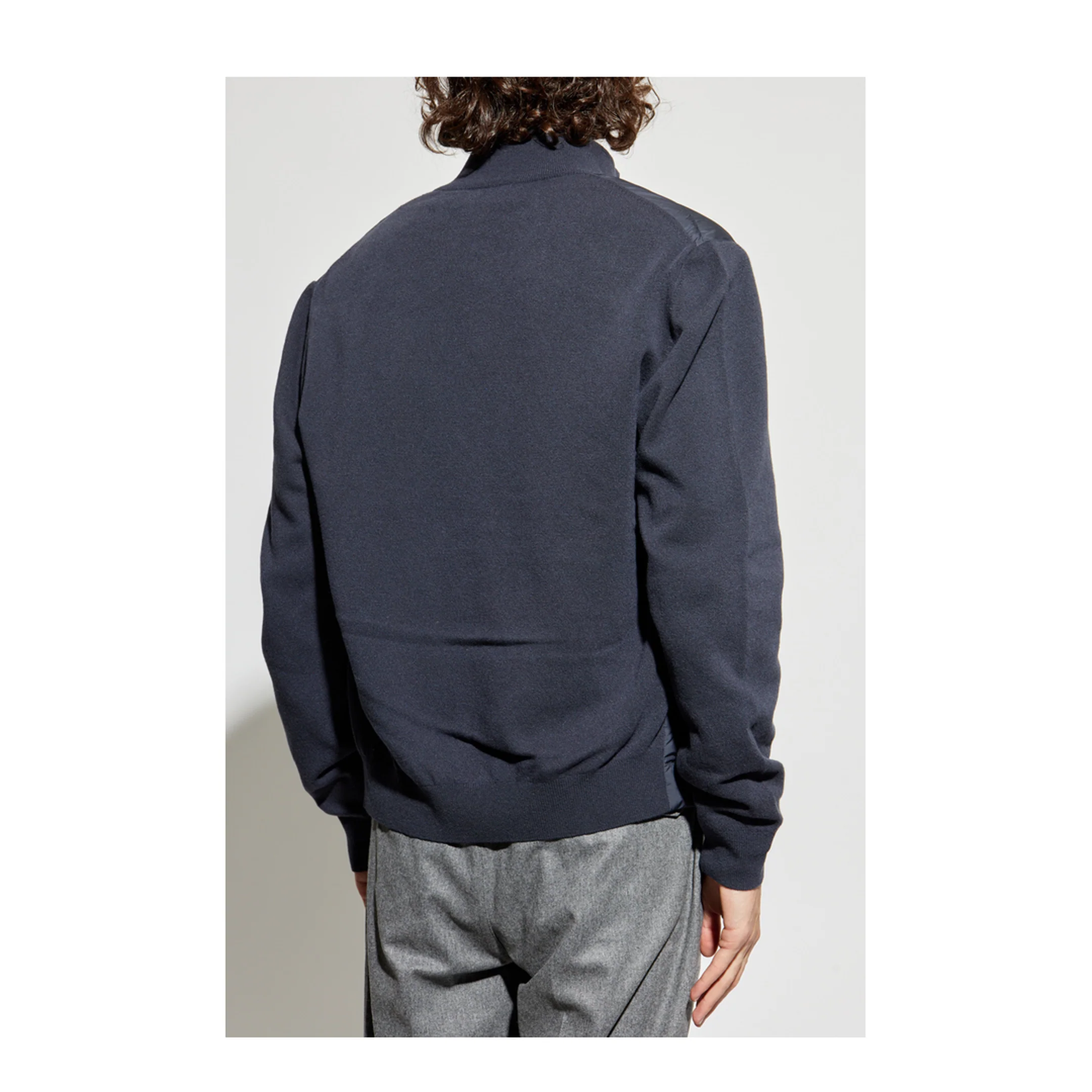 Blue Padded Wool & Cashmere Zip-Up Cardigan - Image 4