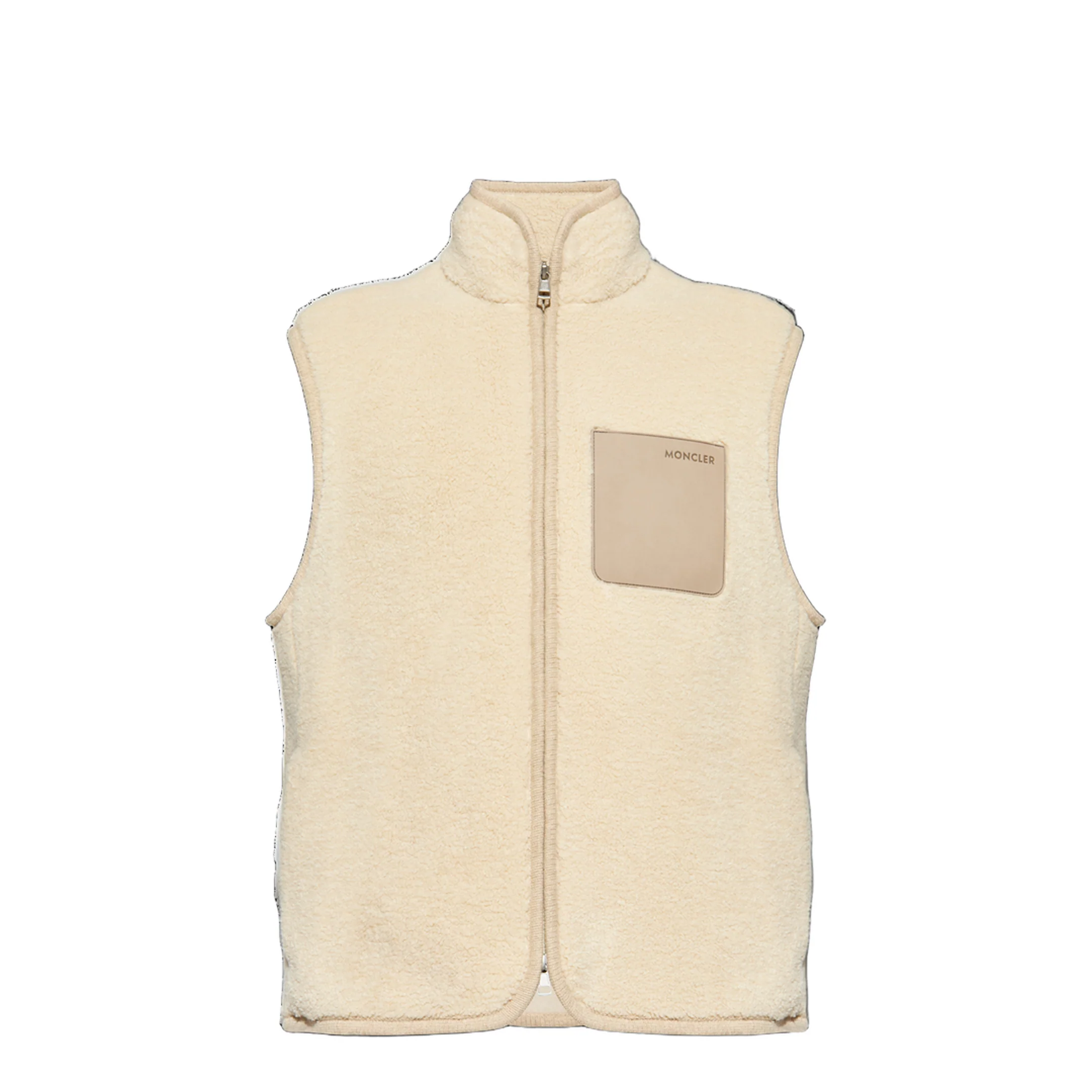Beige Nubuck Trimmed Teddy Gilet