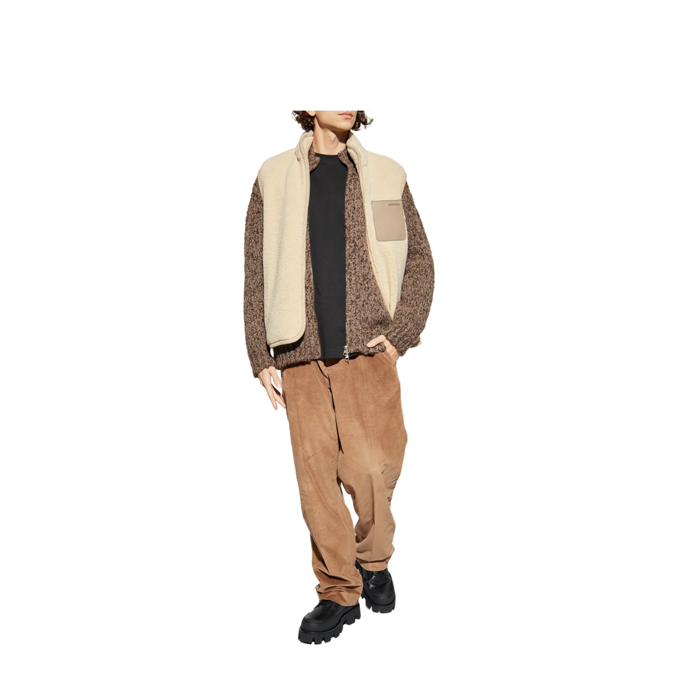 Beige Nubuck Trimmed Teddy Gilet - Image 2