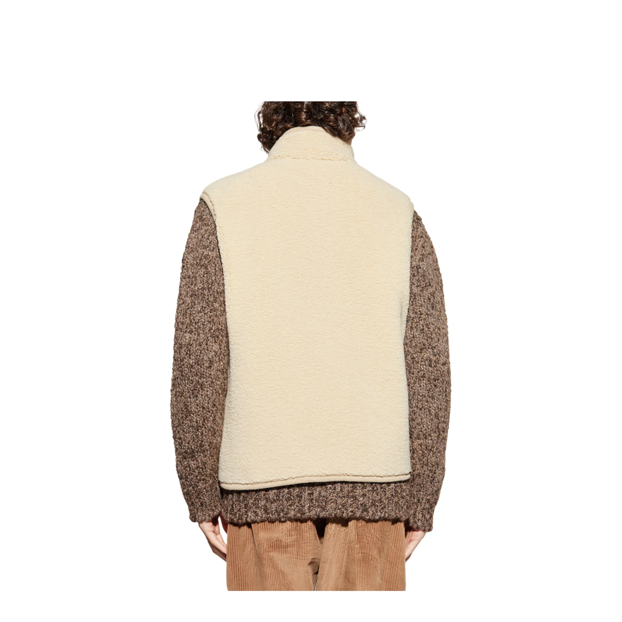 Beige Nubuck Trimmed Teddy Gilet - Image 4