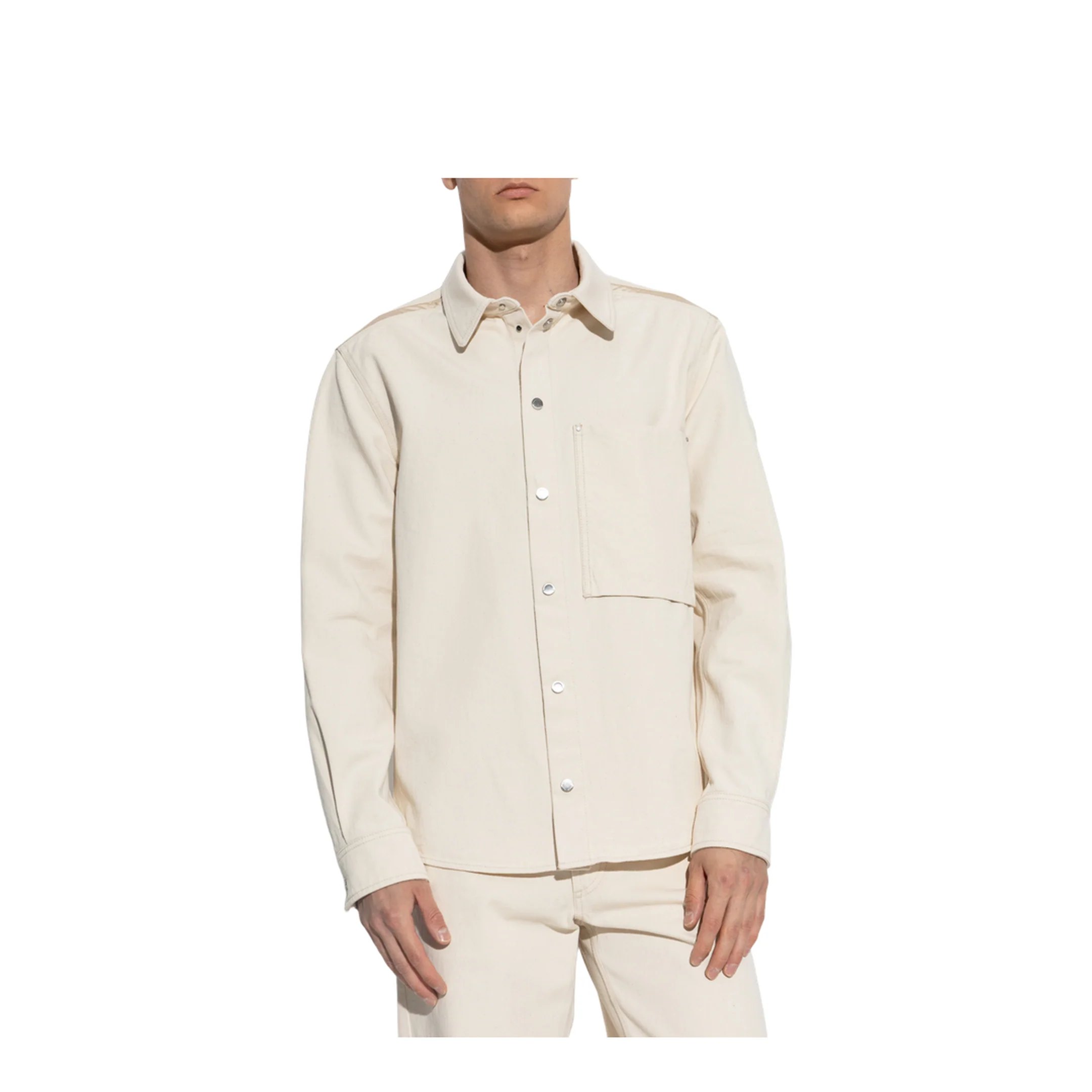 White Ivory Denim Long Sleeve Shirt - Image 3