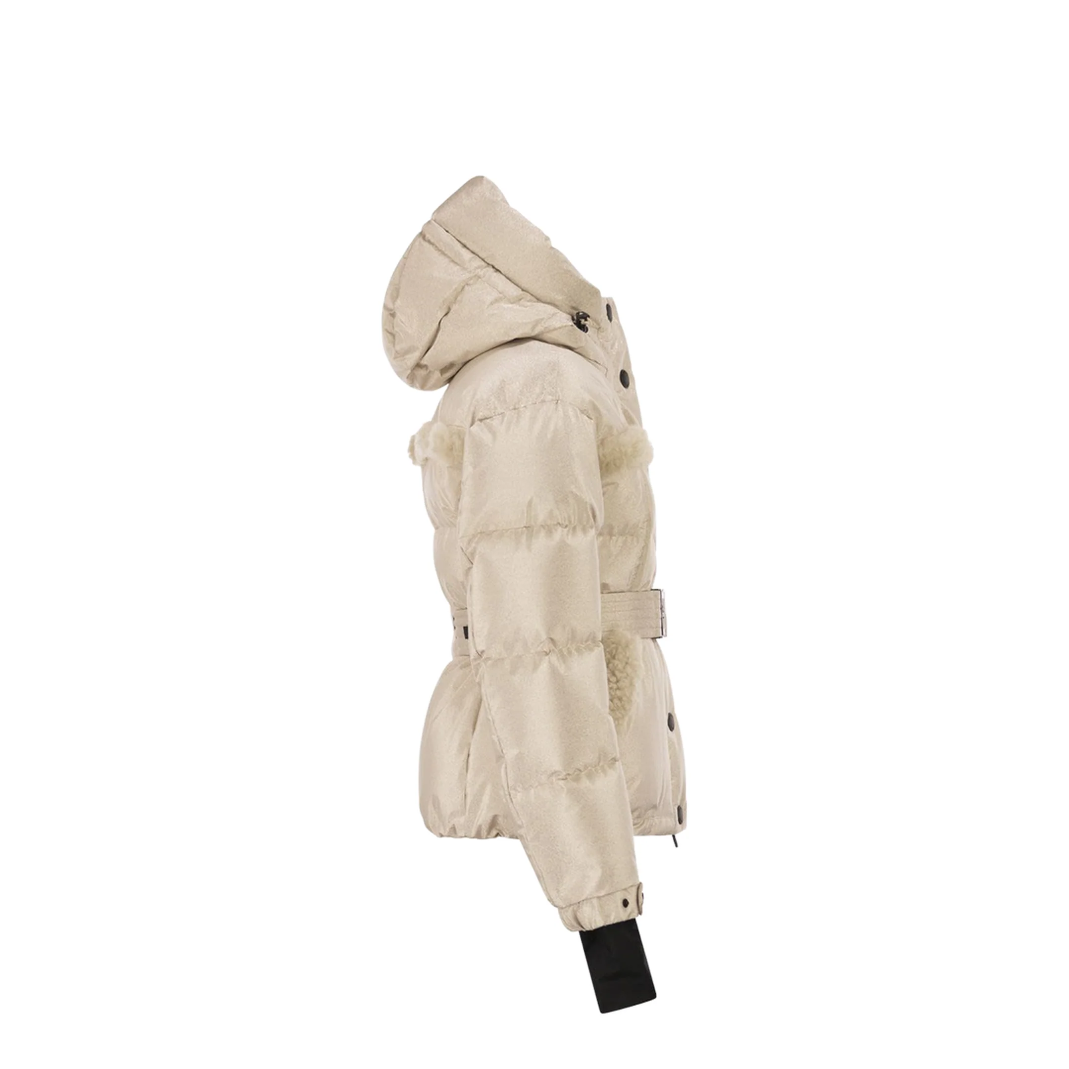 Metallic Ski Jacket With Shearling Hood - Image 3