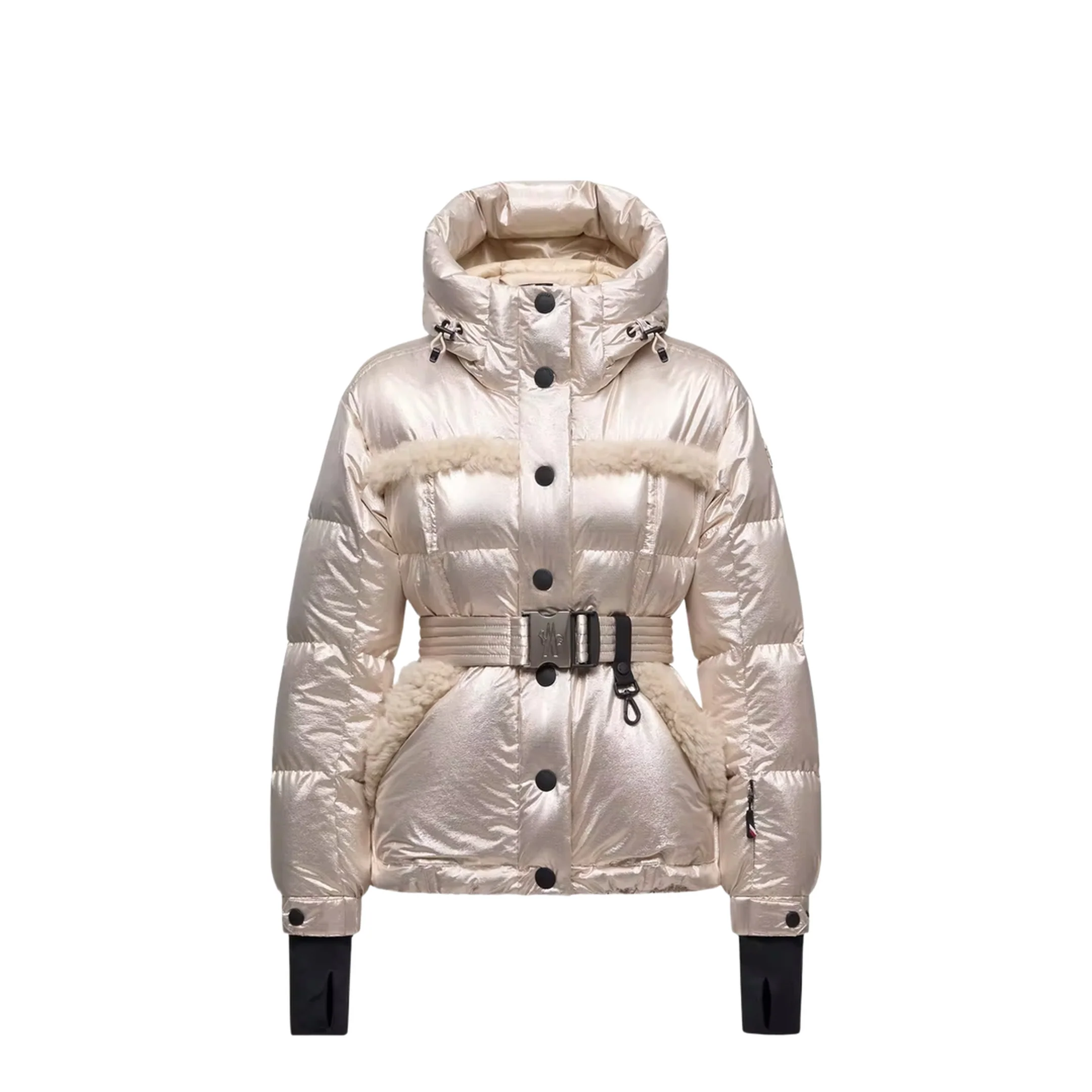Metallic Ski Jacket With Shearling Hood - Image 6