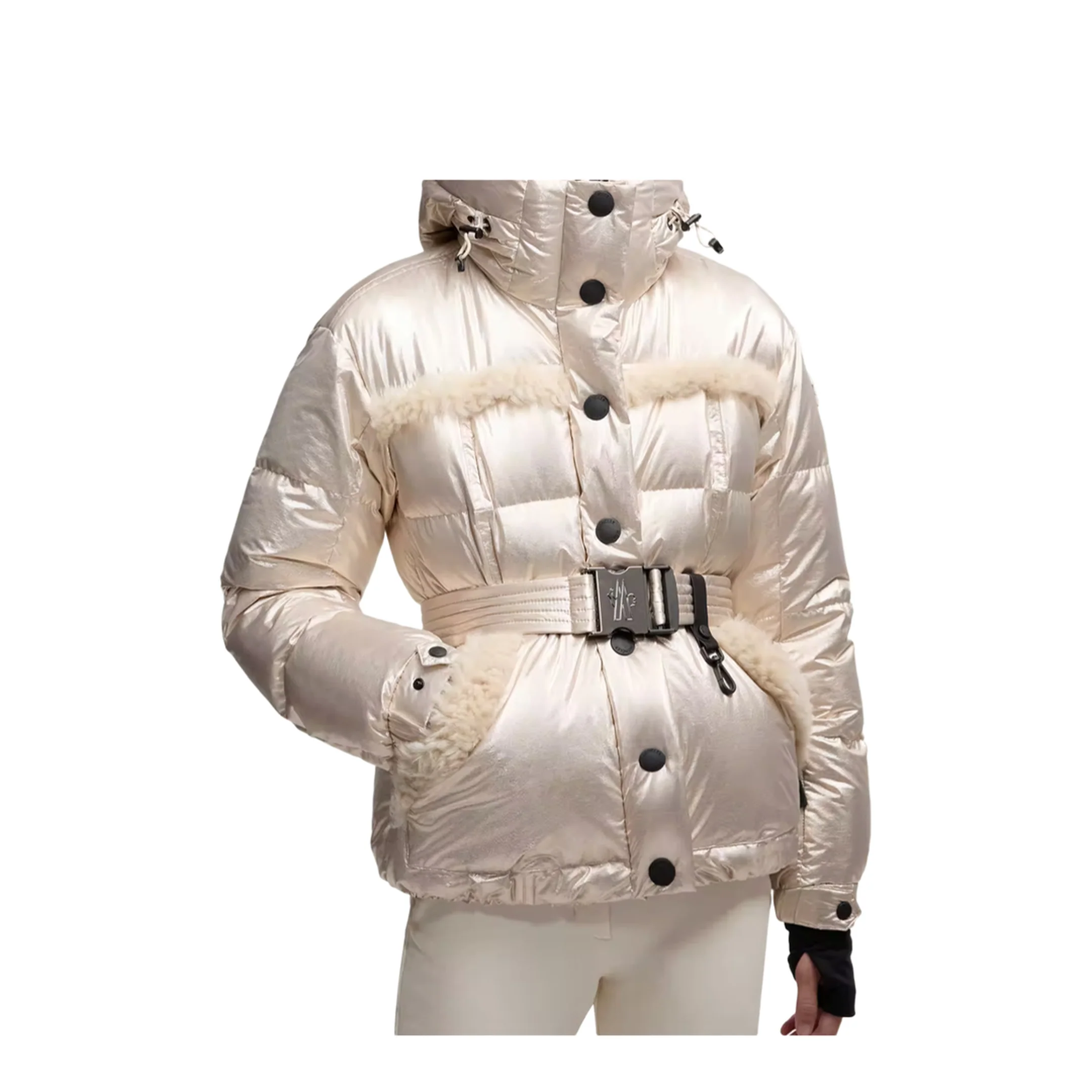 Metallic Ski Jacket With Shearling Hood - Image 7