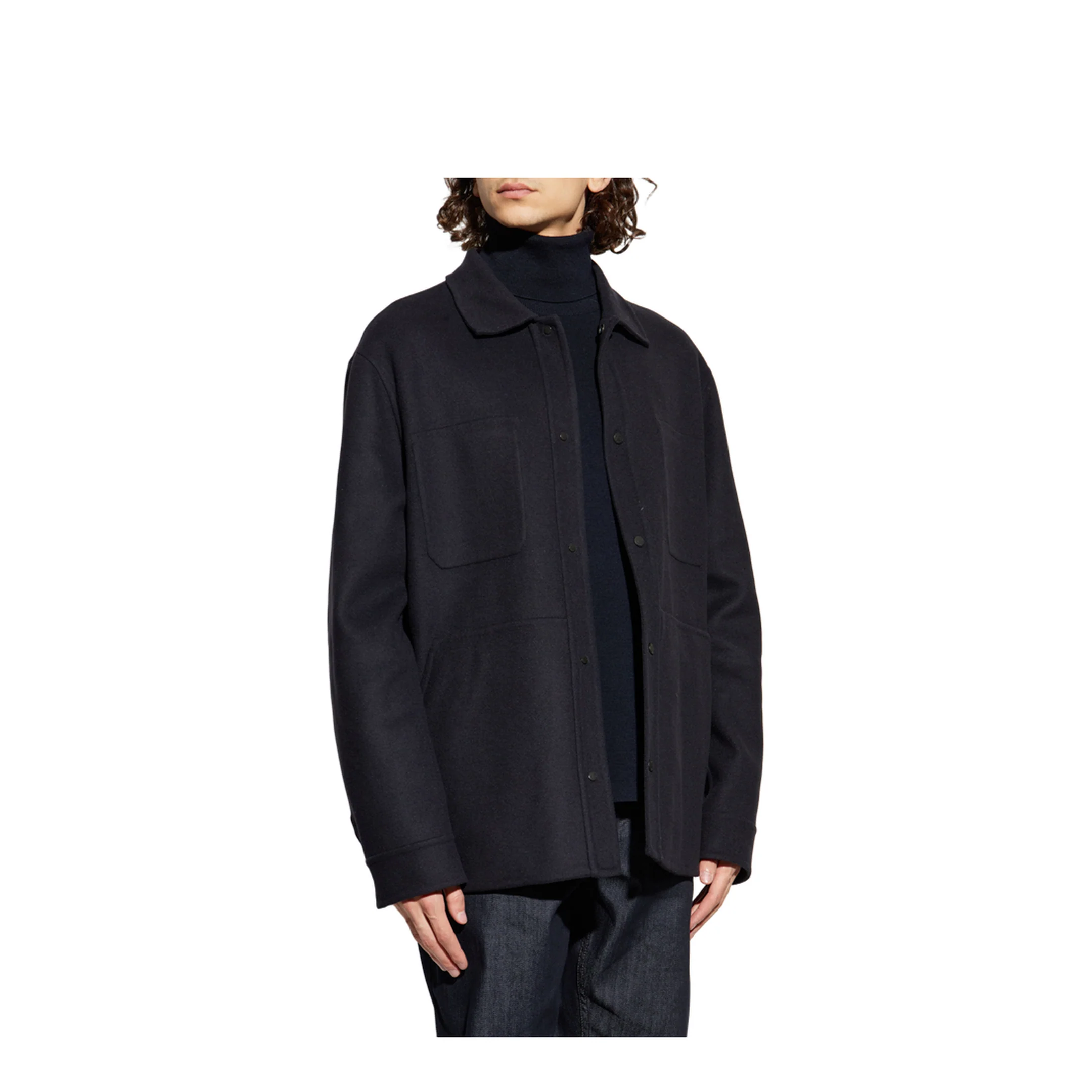 Navy Blue Tagnit Reversible Wool Shirt Jacket - Image 3