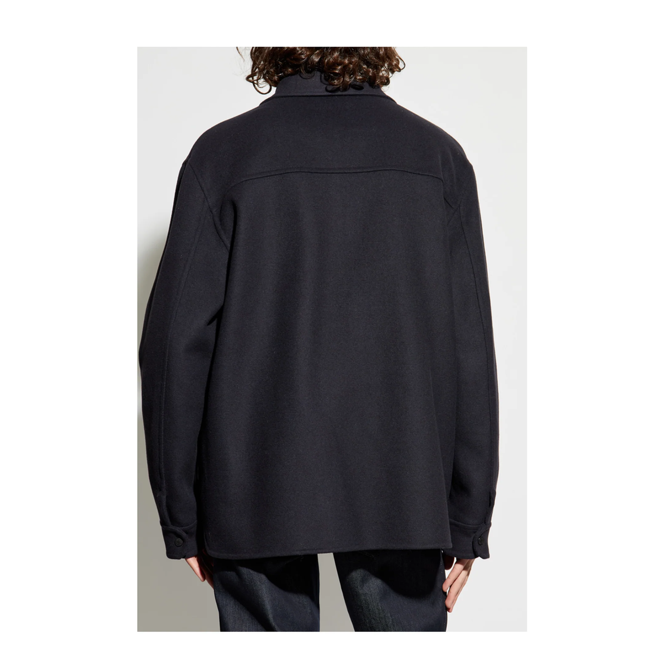 Navy Blue Tagnit Reversible Wool Shirt Jacket - Image 4