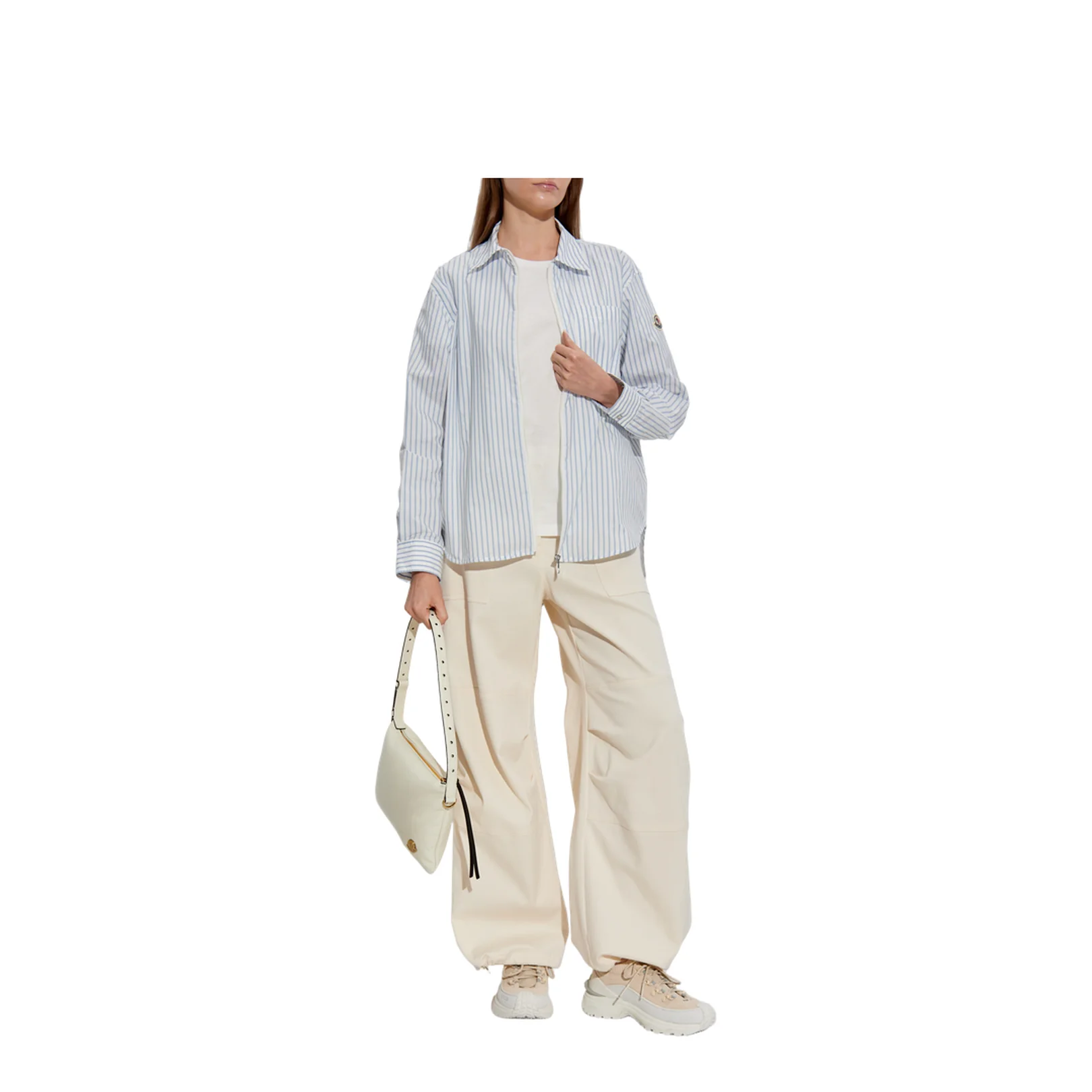 White Shirt with Blue Striped Pattern - Image 2