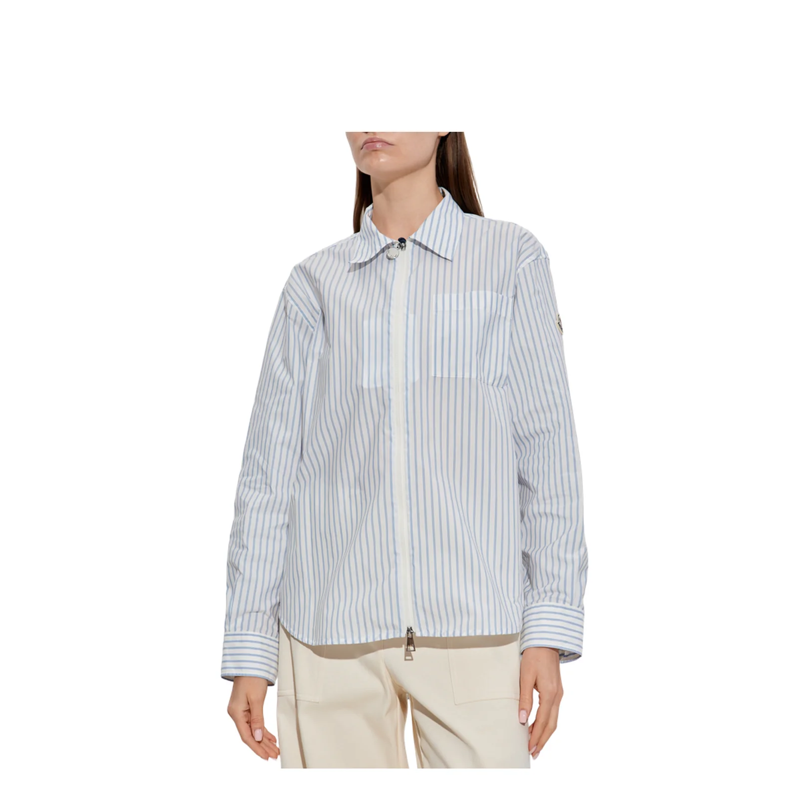 White Shirt with Blue Striped Pattern - Image 3