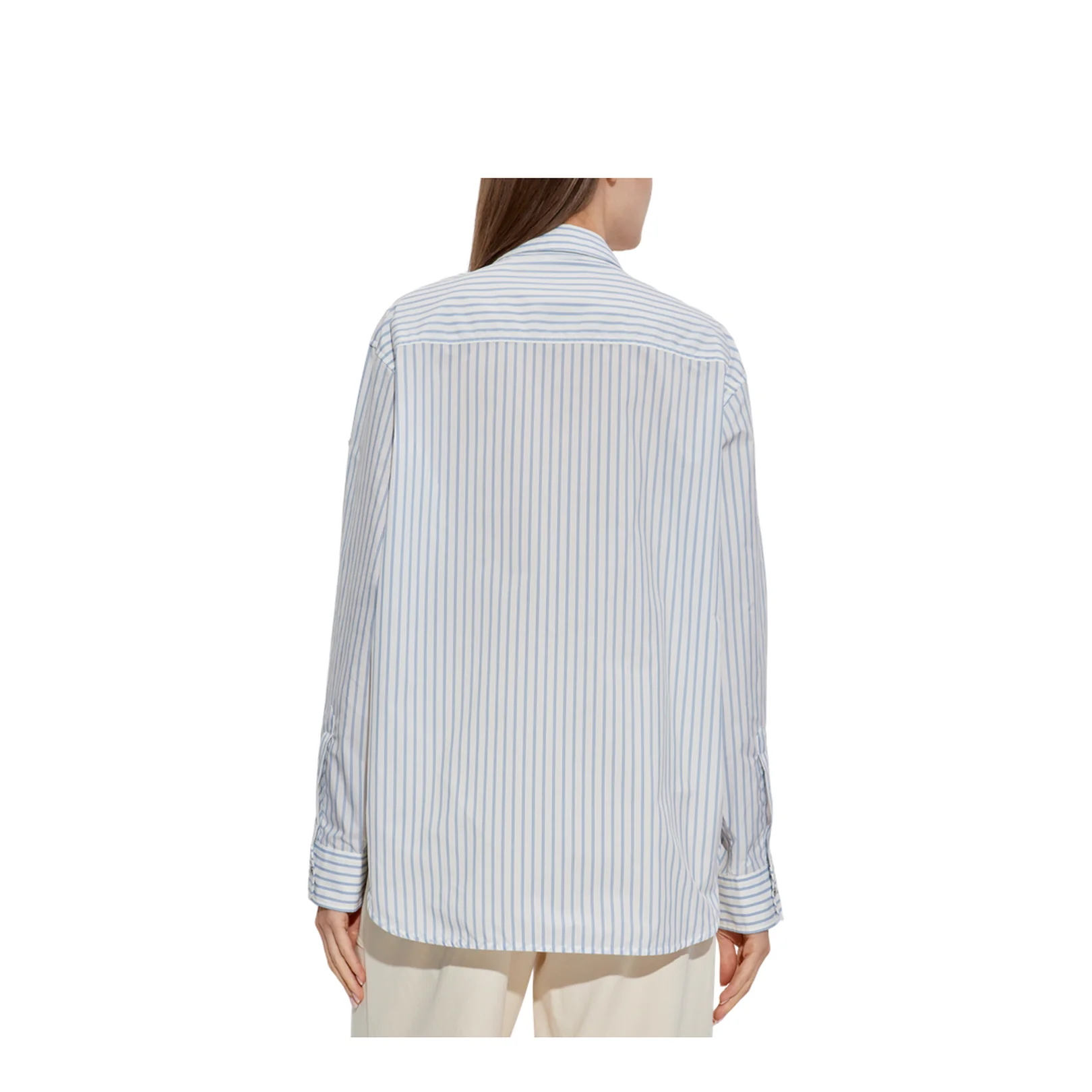White Shirt with Blue Striped Pattern - Image 4