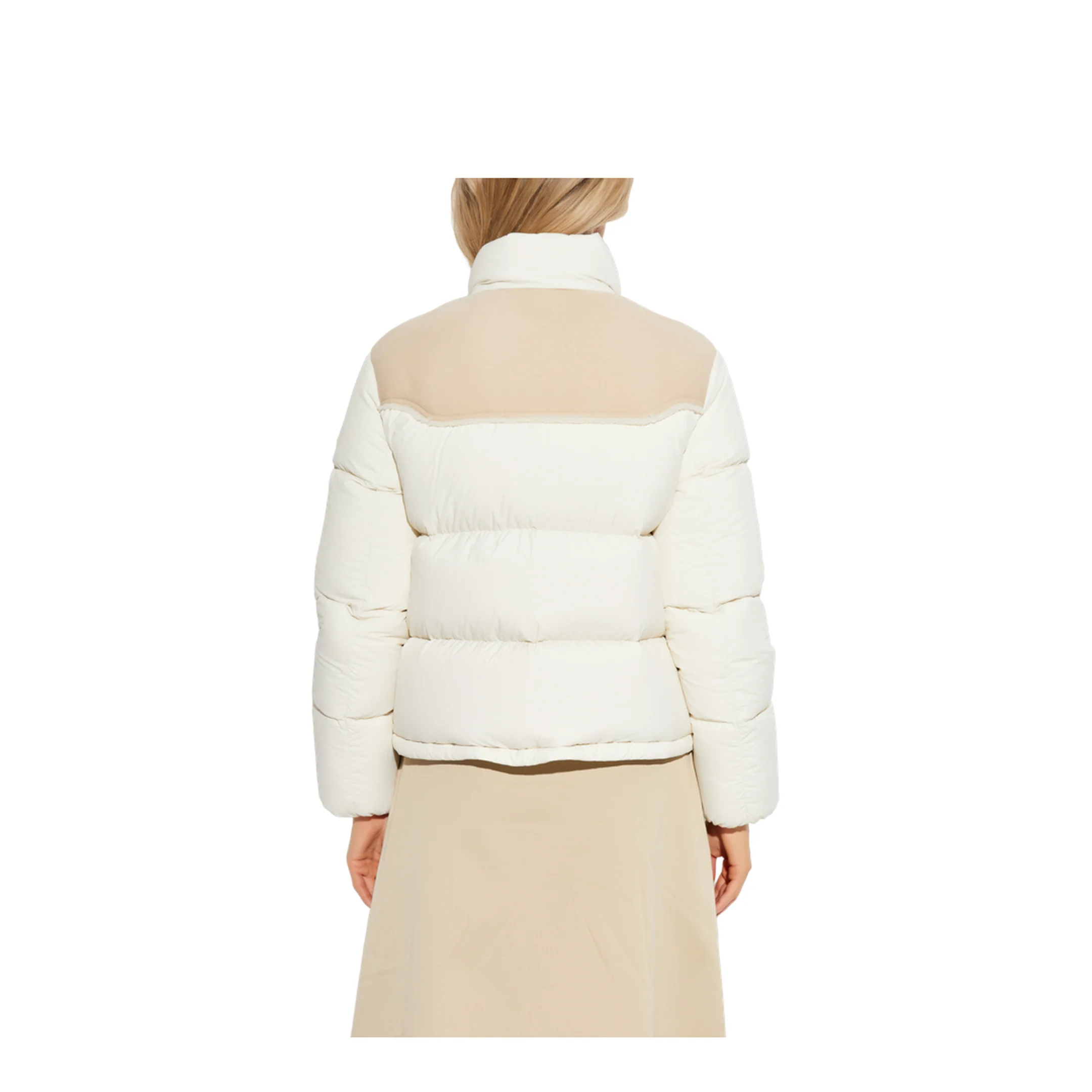 White Angelys Suede-Trimmed Short Down Jacket - Image 4