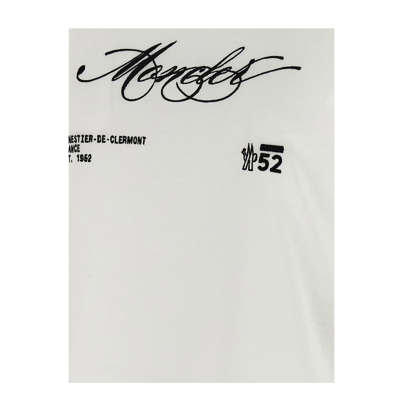 White Embroidered Cursive Logo Cotton T-Shirt - Image 4