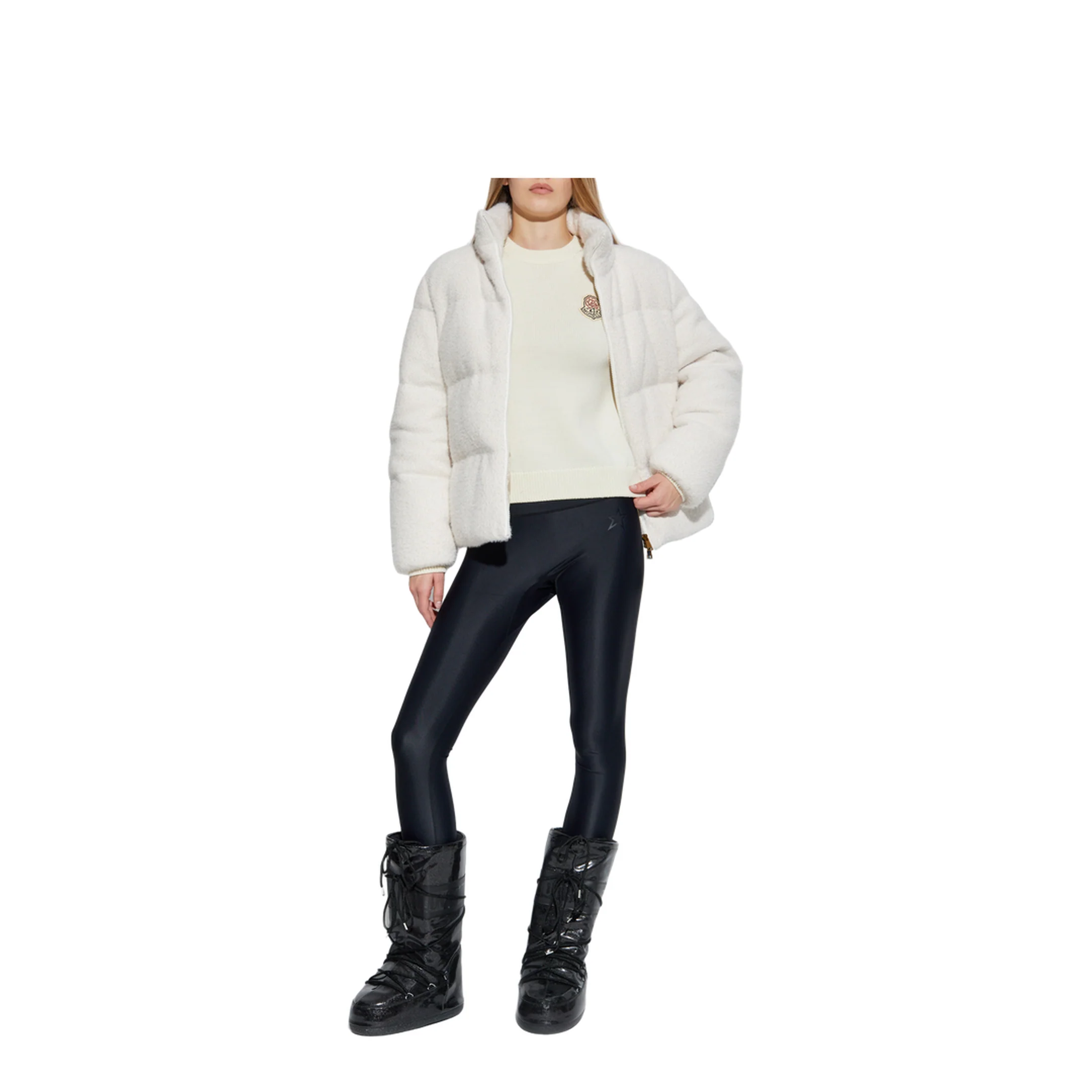White Ivory Mornas Short Down Jacket - Image 4
