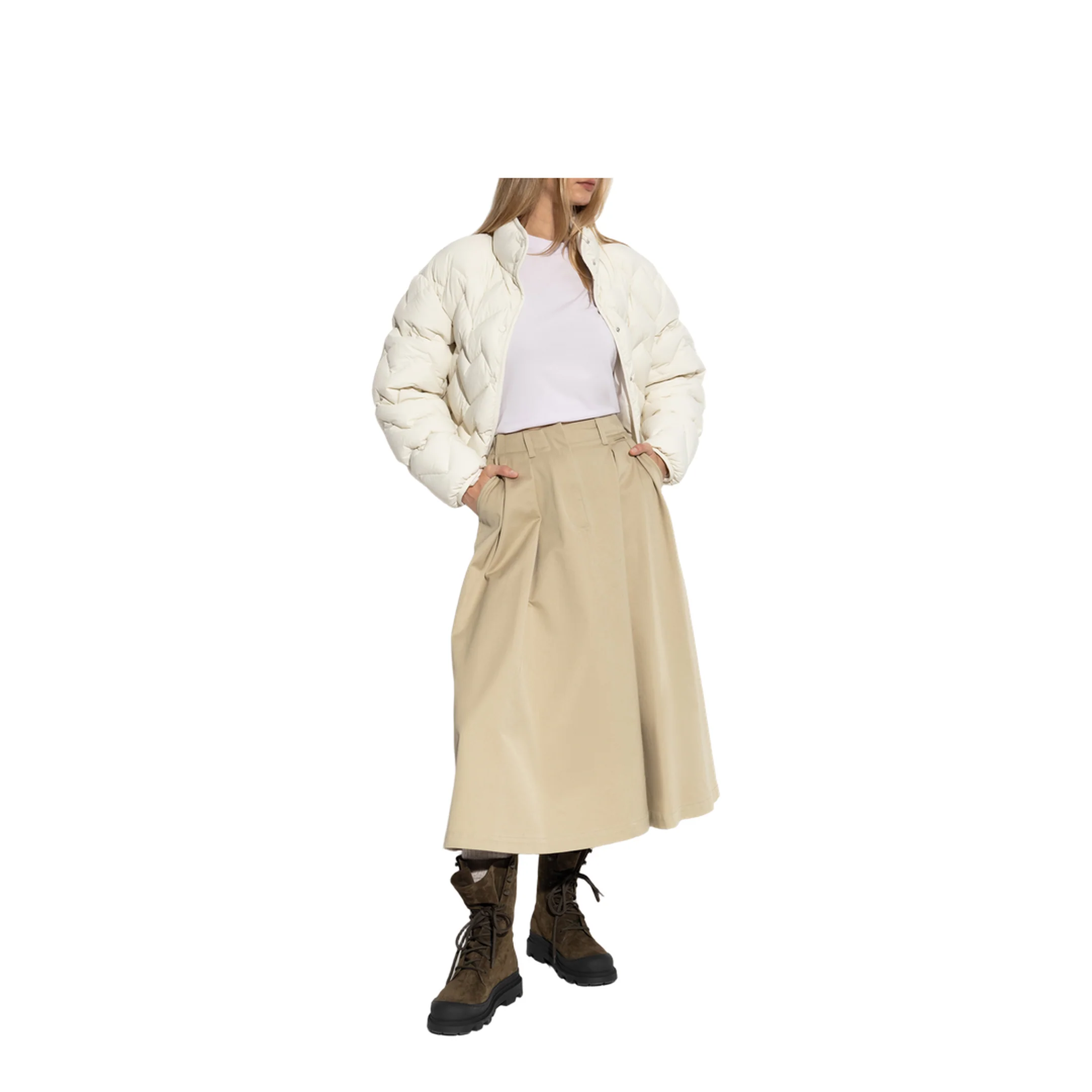 White Senevee Heart-Quilted Short Down Jacket - Image 2