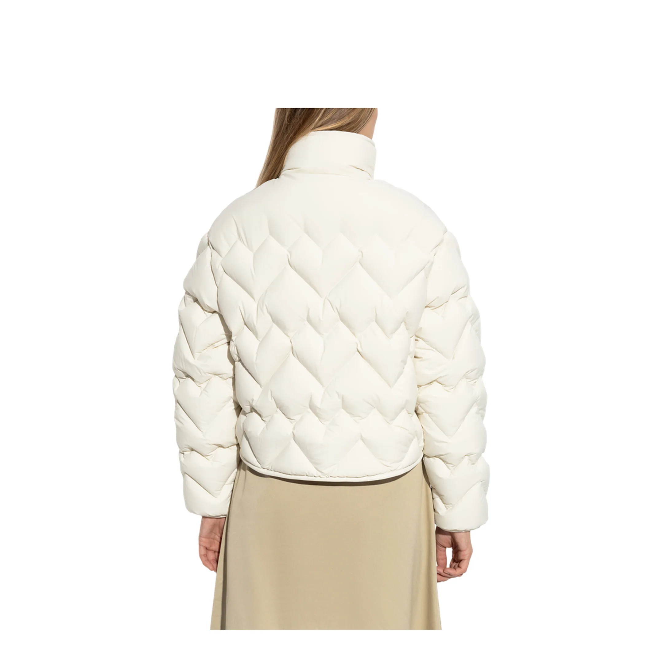 White Senevee Heart-Quilted Short Down Jacket - Image 4