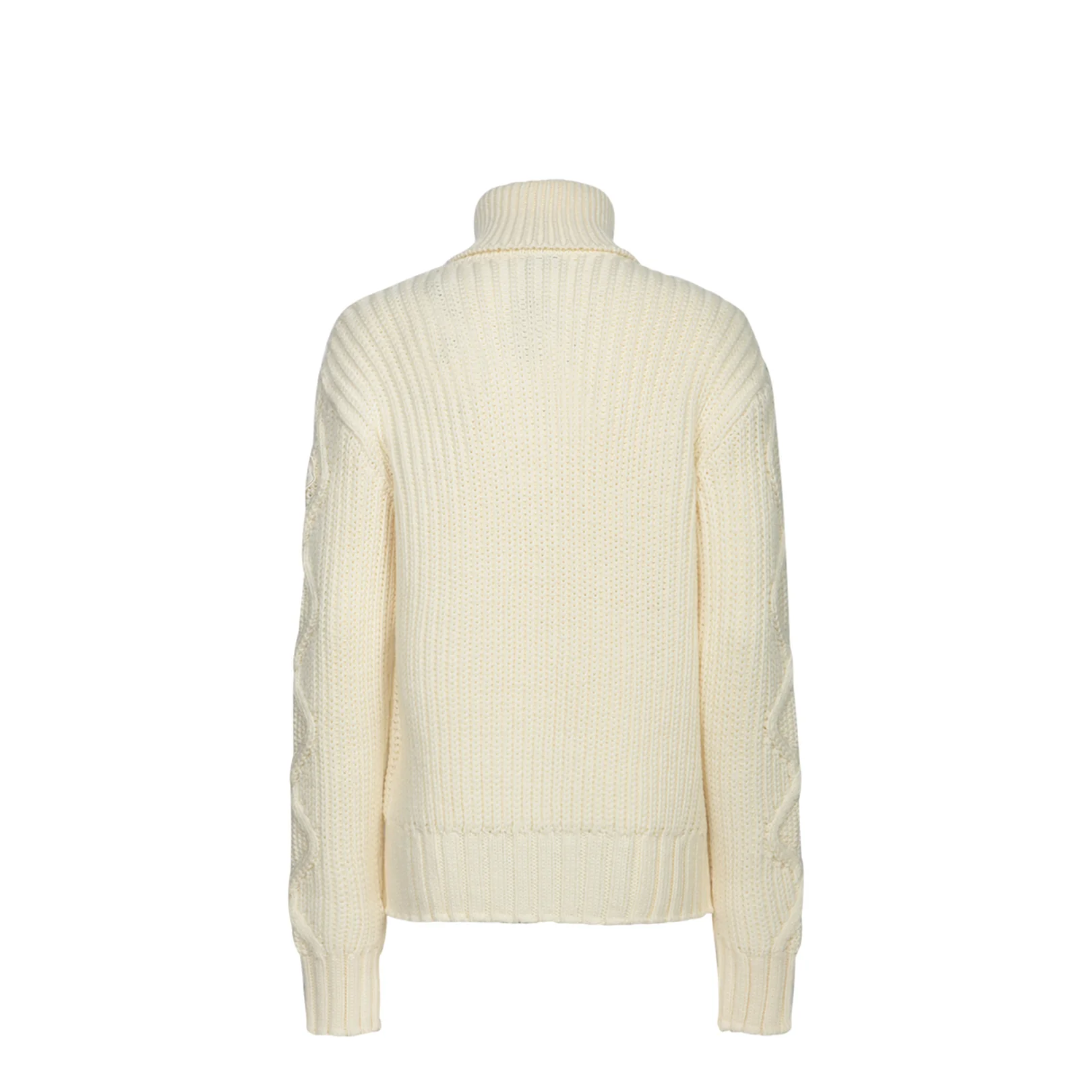 White Turtleneck Knitting Sweater in Virgin Wool - Image 2