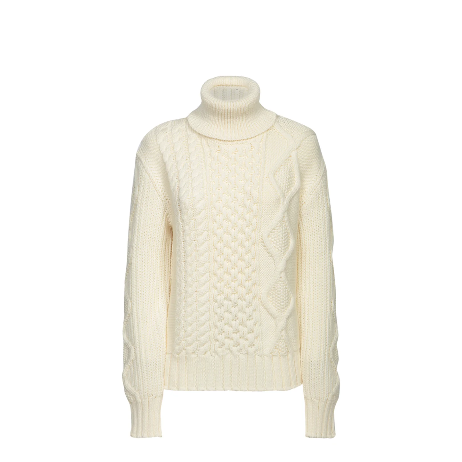 White Turtleneck Knitting Sweater in Virgin Wool - Image 4