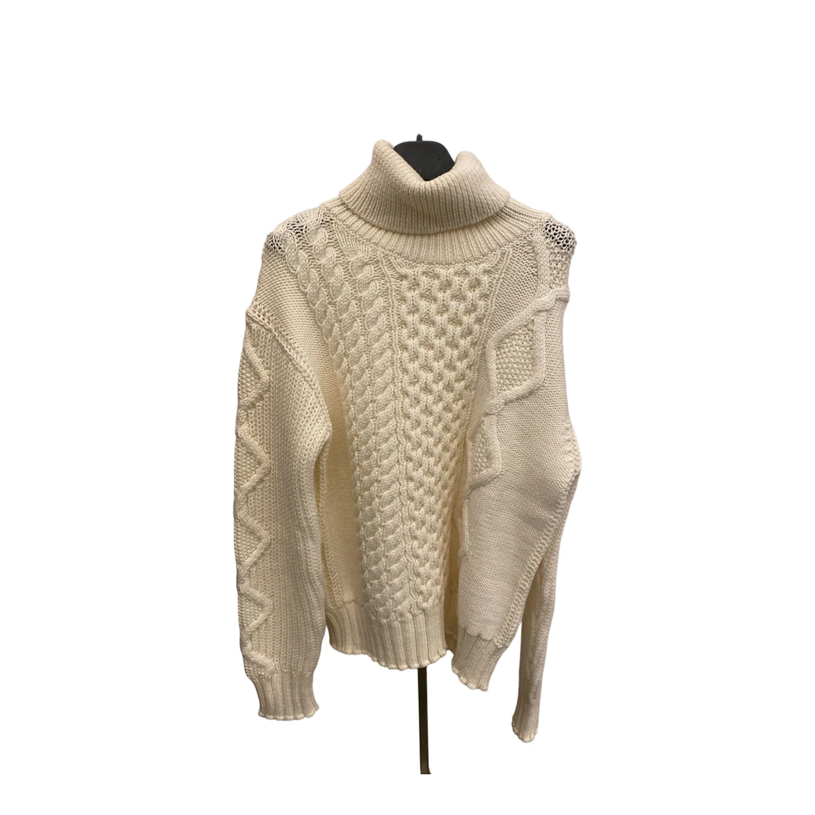 White Turtleneck Knitting Sweater in Virgin Wool - Image 5