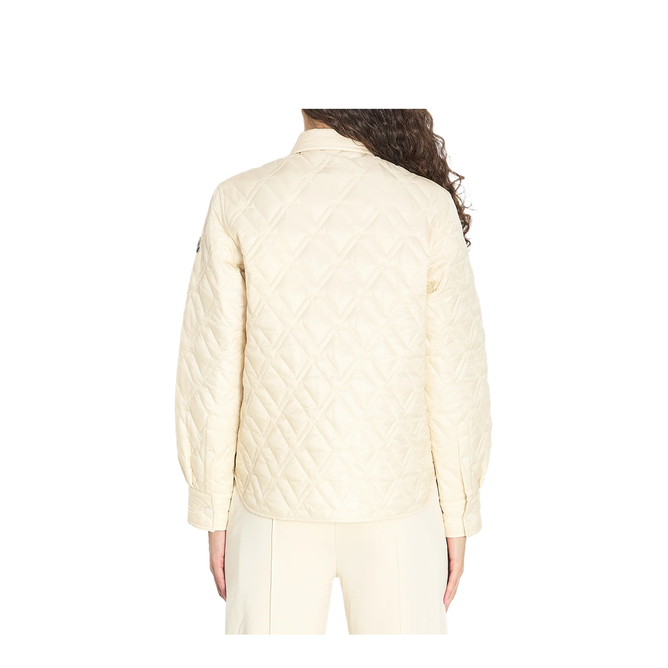 White Ivory Diamond Quilted Padded Shirt Jacket - Image 4