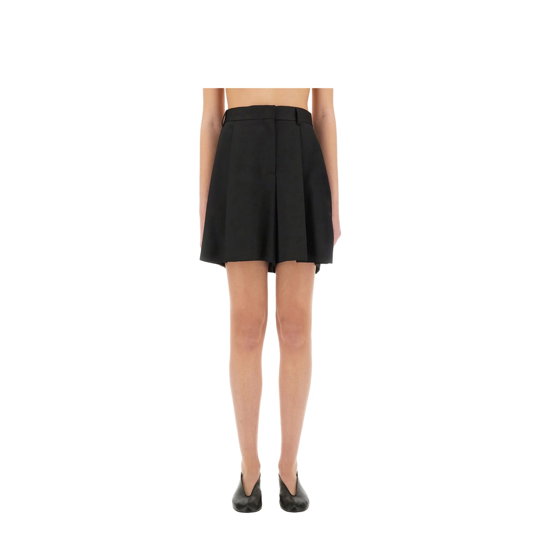 Asymmetrical Wool Shorts