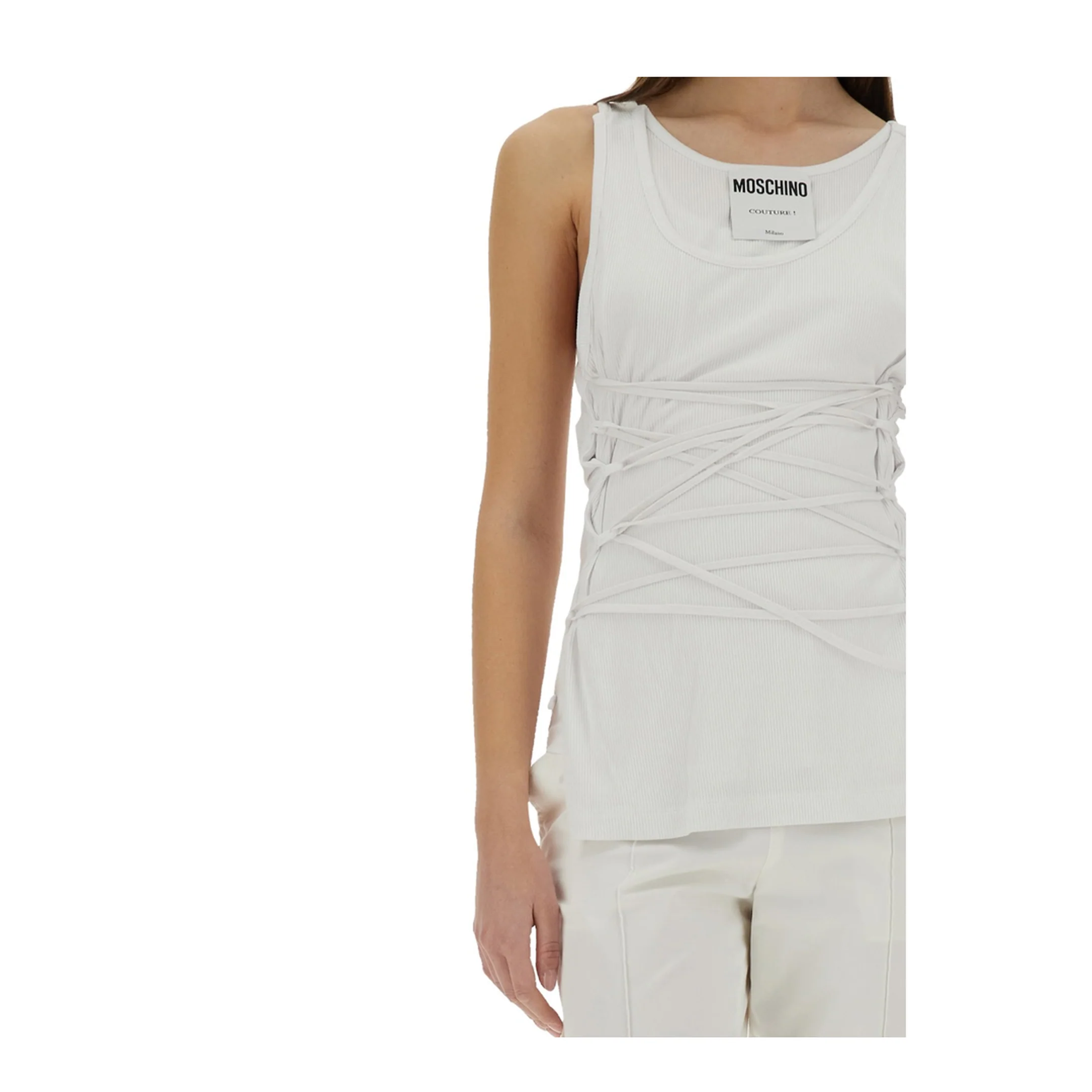 White Logo-Print Top - Image 4