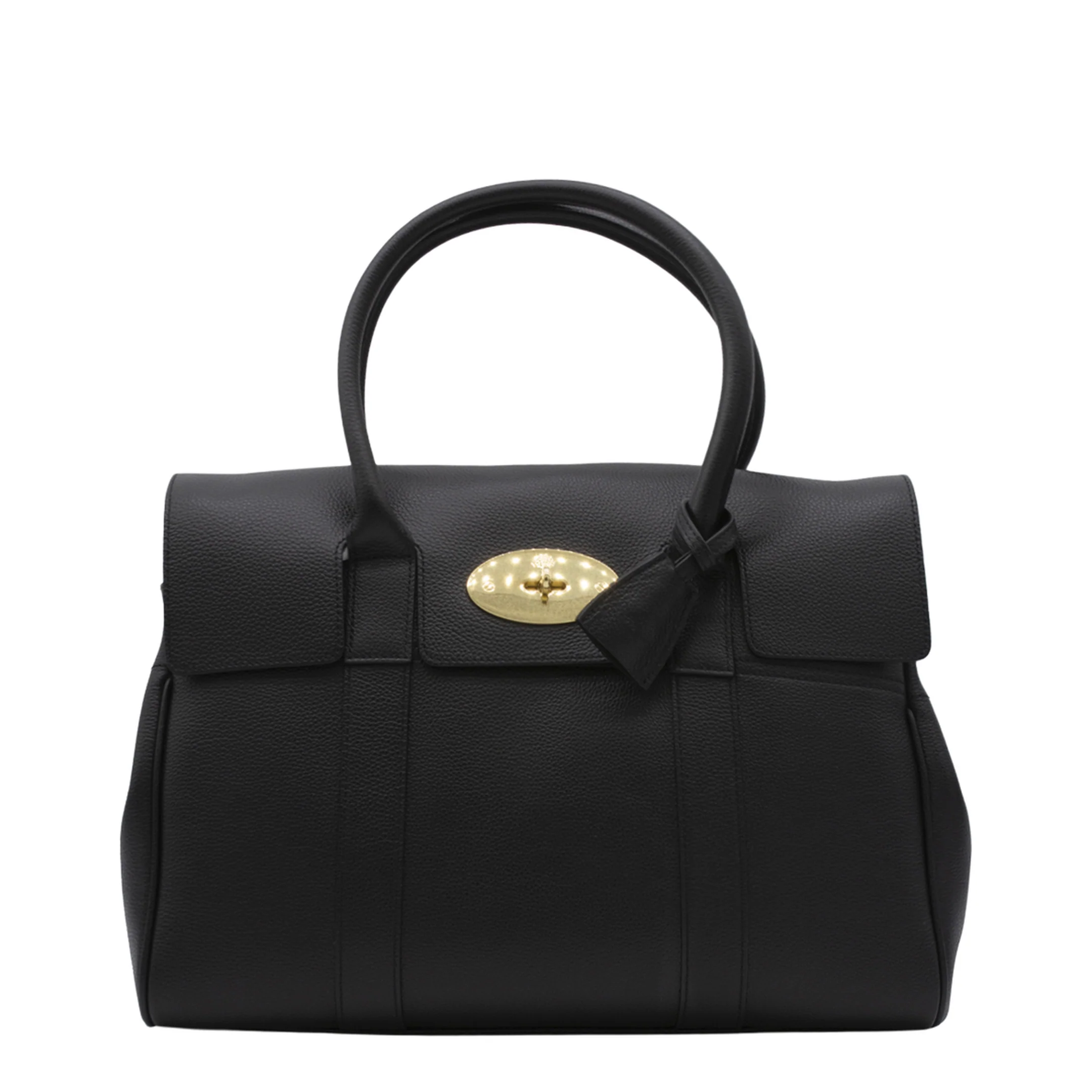 Bayswater Small Grain Leather Handbag - Black - Image 3