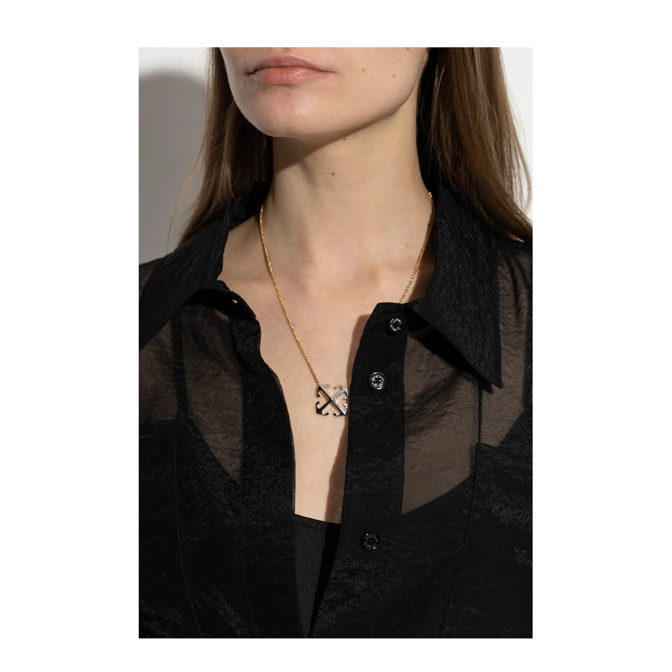 Bicolor Arrow Pendant Necklace in Gold - Image 4