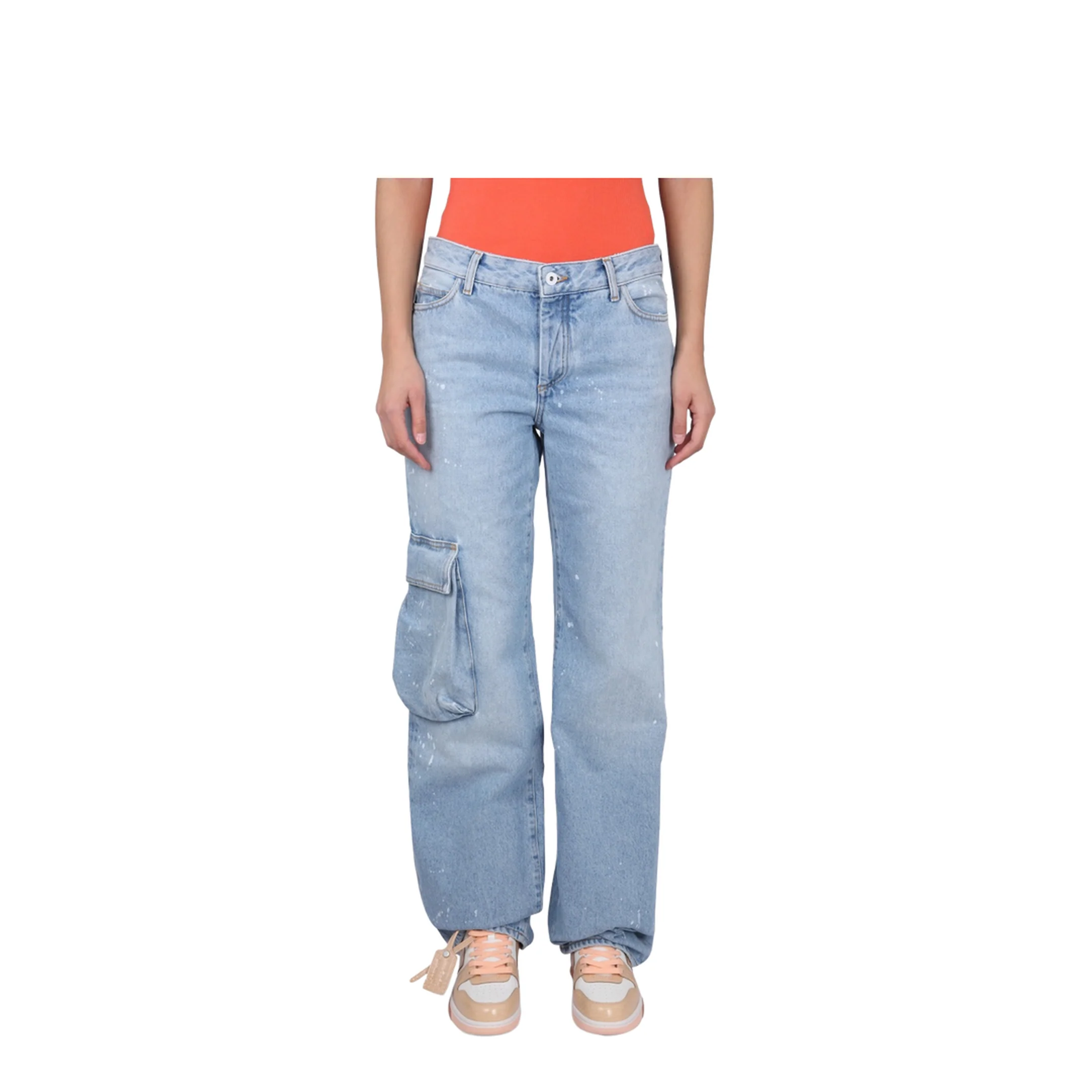 Light Blue Cotton Cargo Jeans