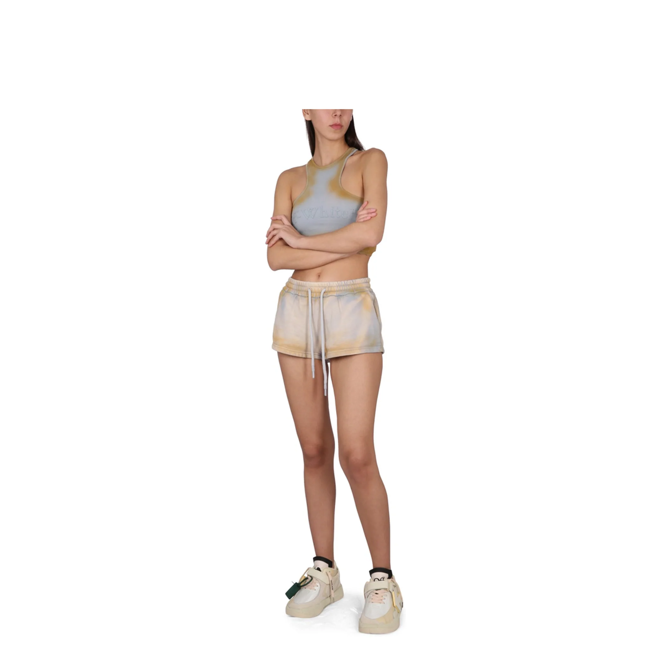 Tie Dye Cotton Shorts Beige Ice-Colored - Image 2