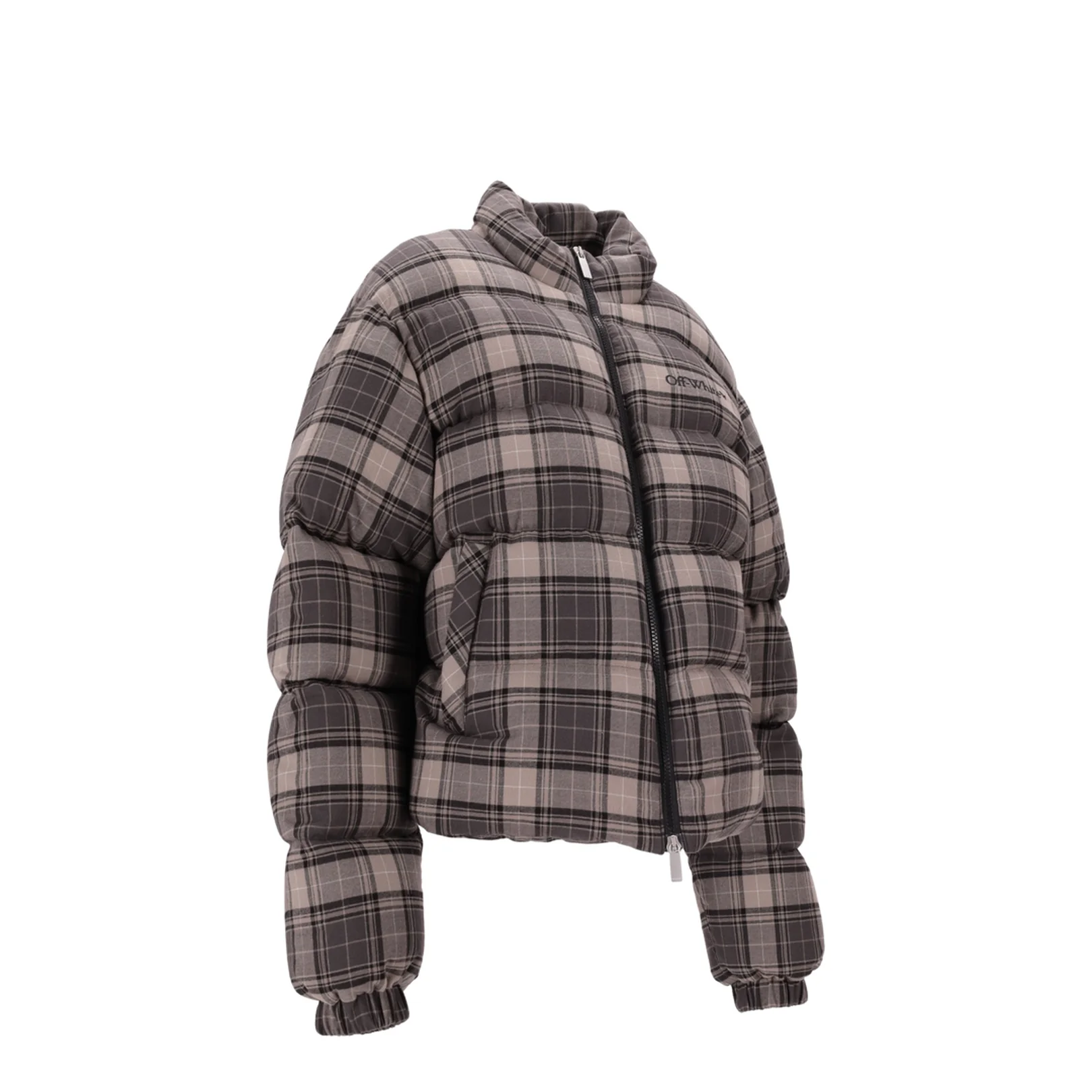 Spray Arr Check Flan Down Jacket Dark Grey - Image 2