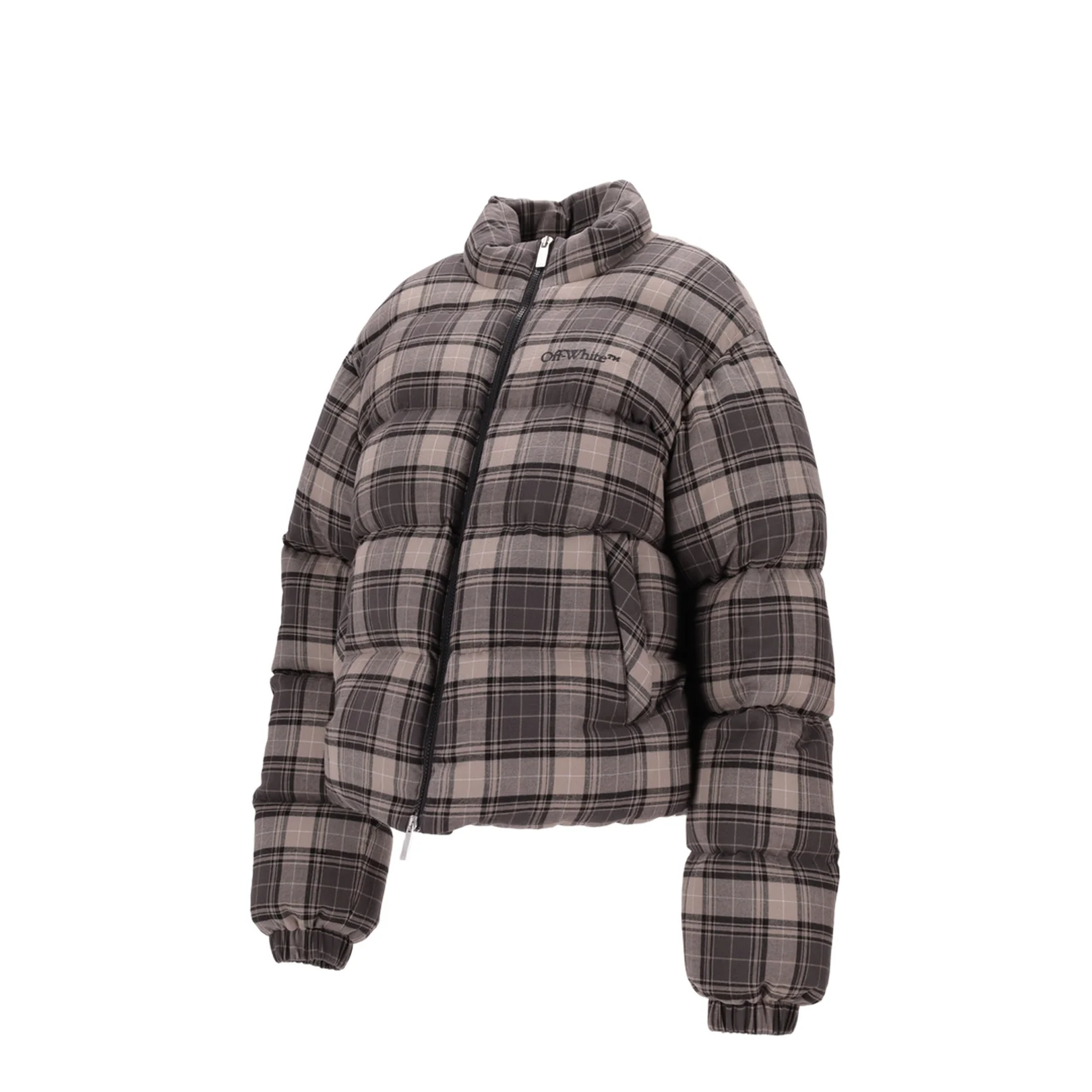 Spray Arr Check Flan Down Jacket Dark Grey - Image 3